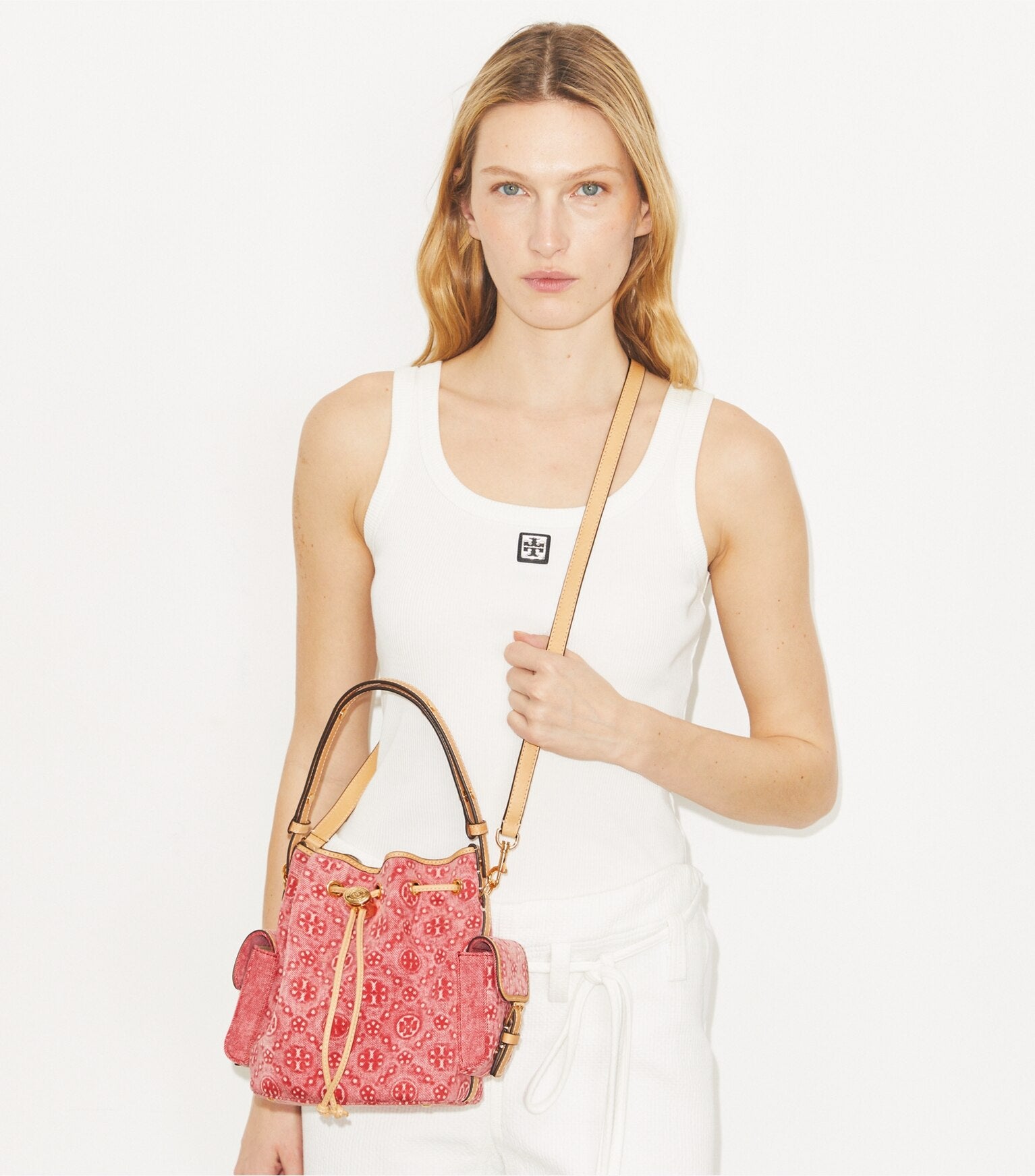 T Monogram Denim Bucket Bag