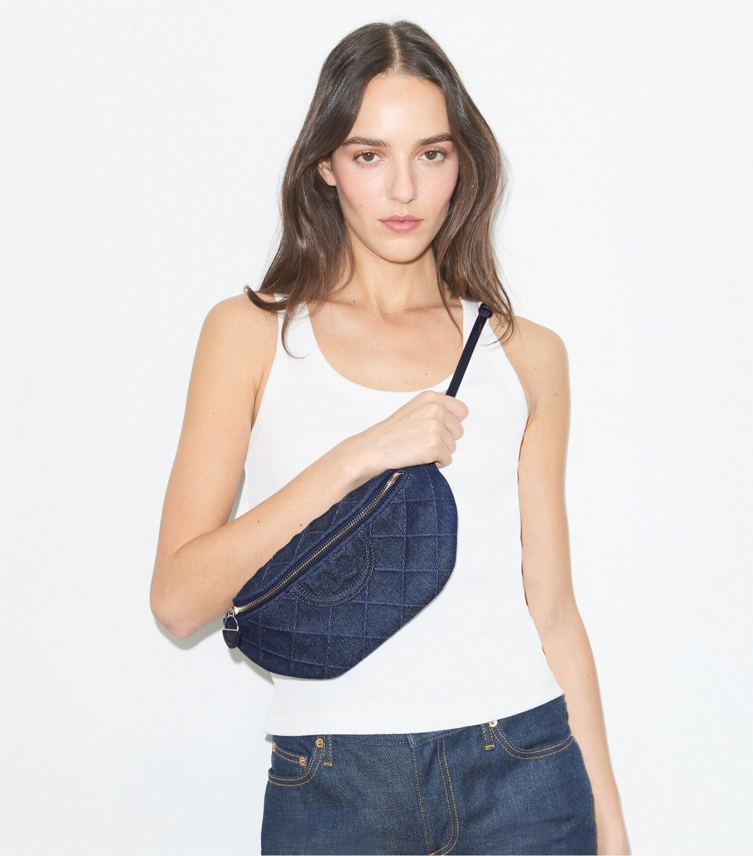 Fleming Denim Charm Belt Bag