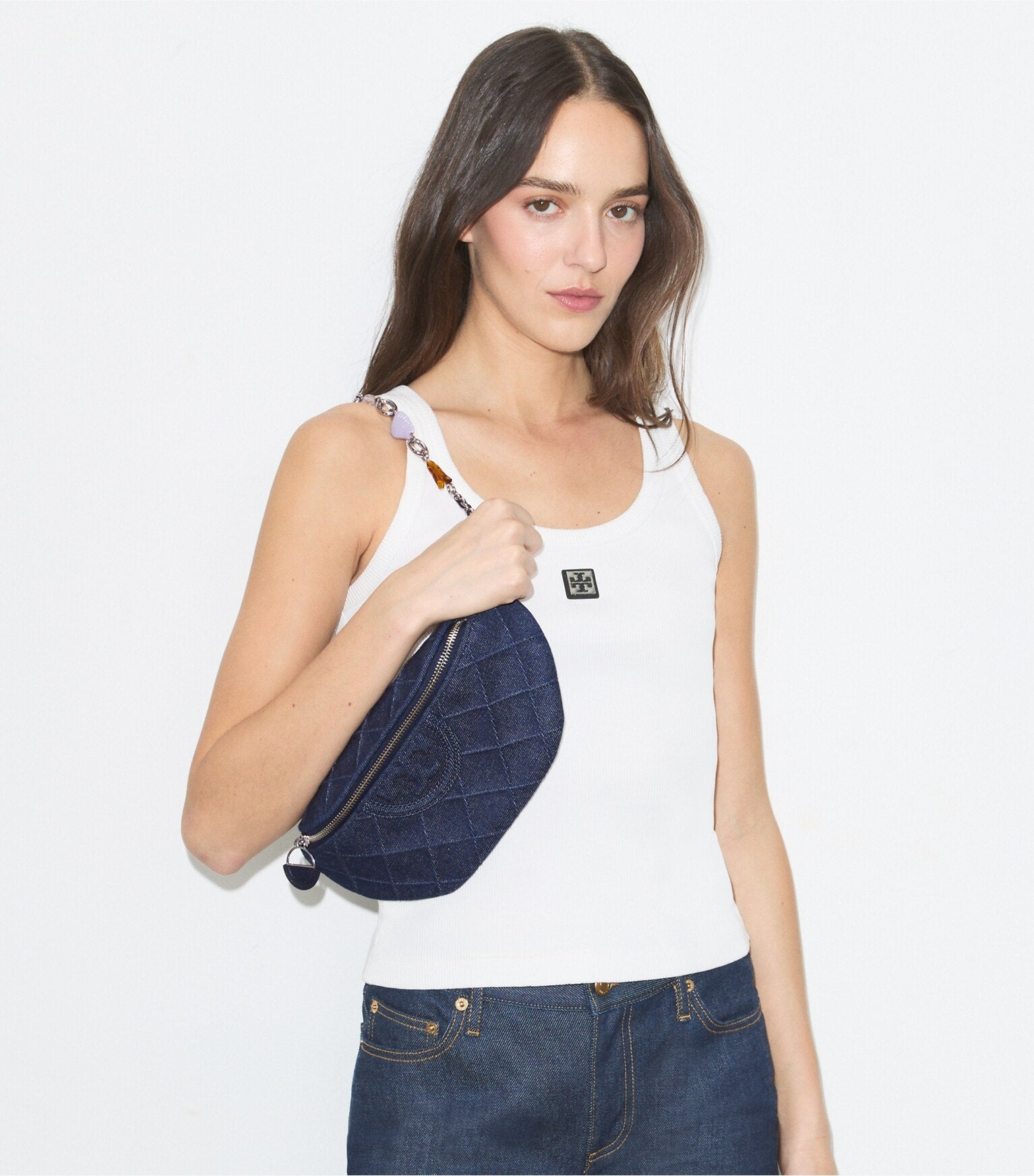 Fleming Denim Charm Belt Bag