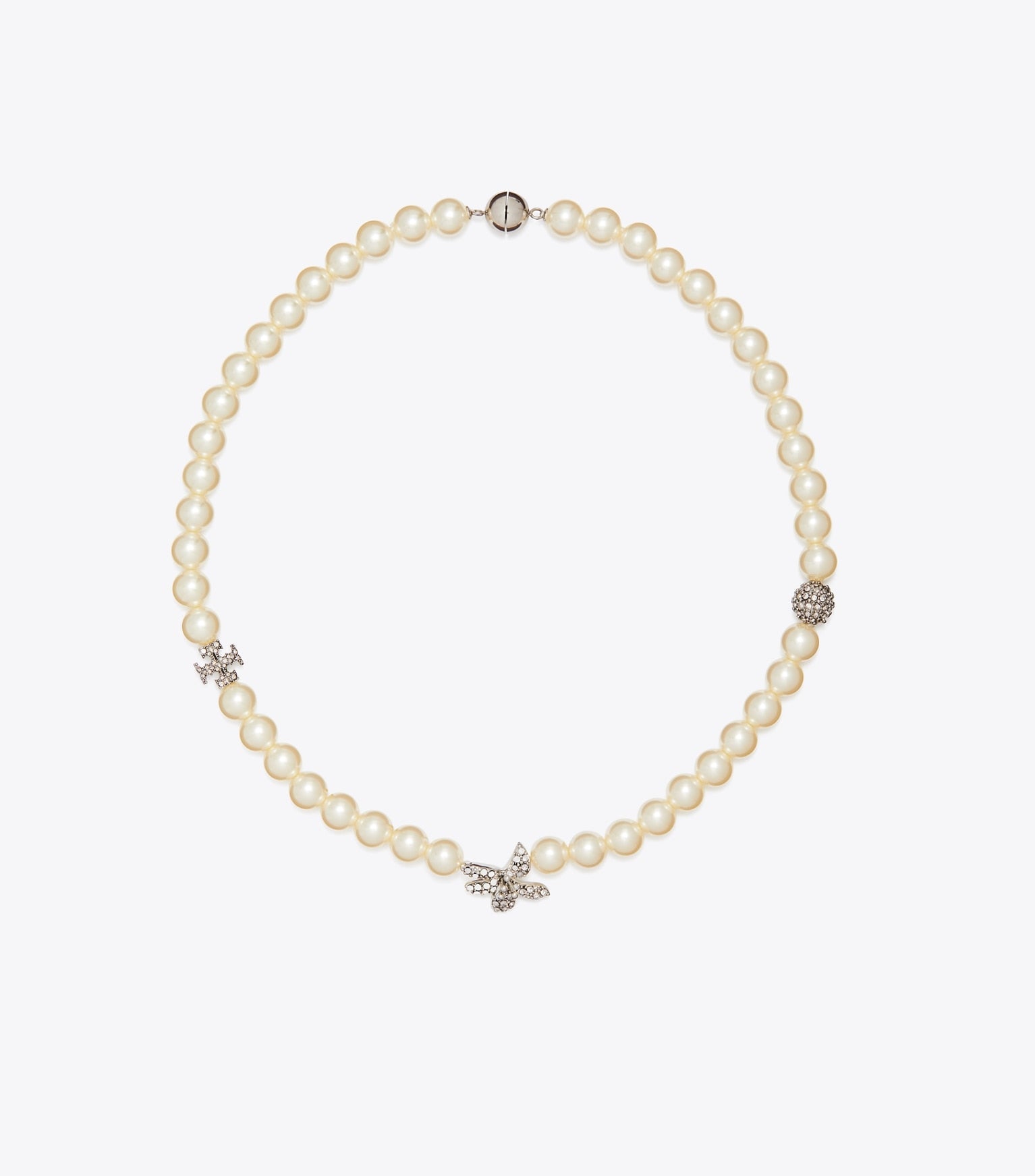 Moondance Pavé Flower Pearl Necklace