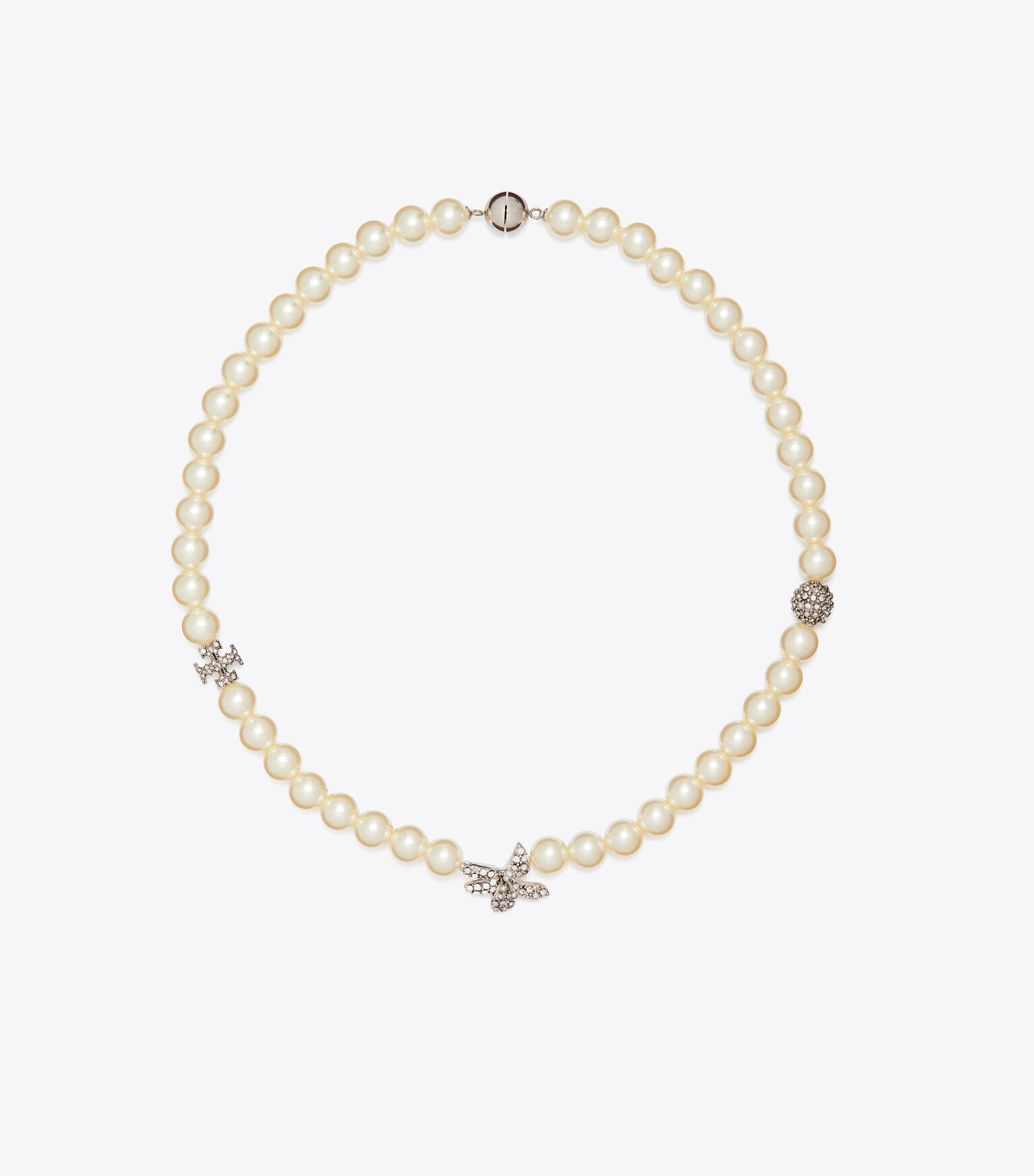 Moondance Pavé Flower Pearl Necklace
