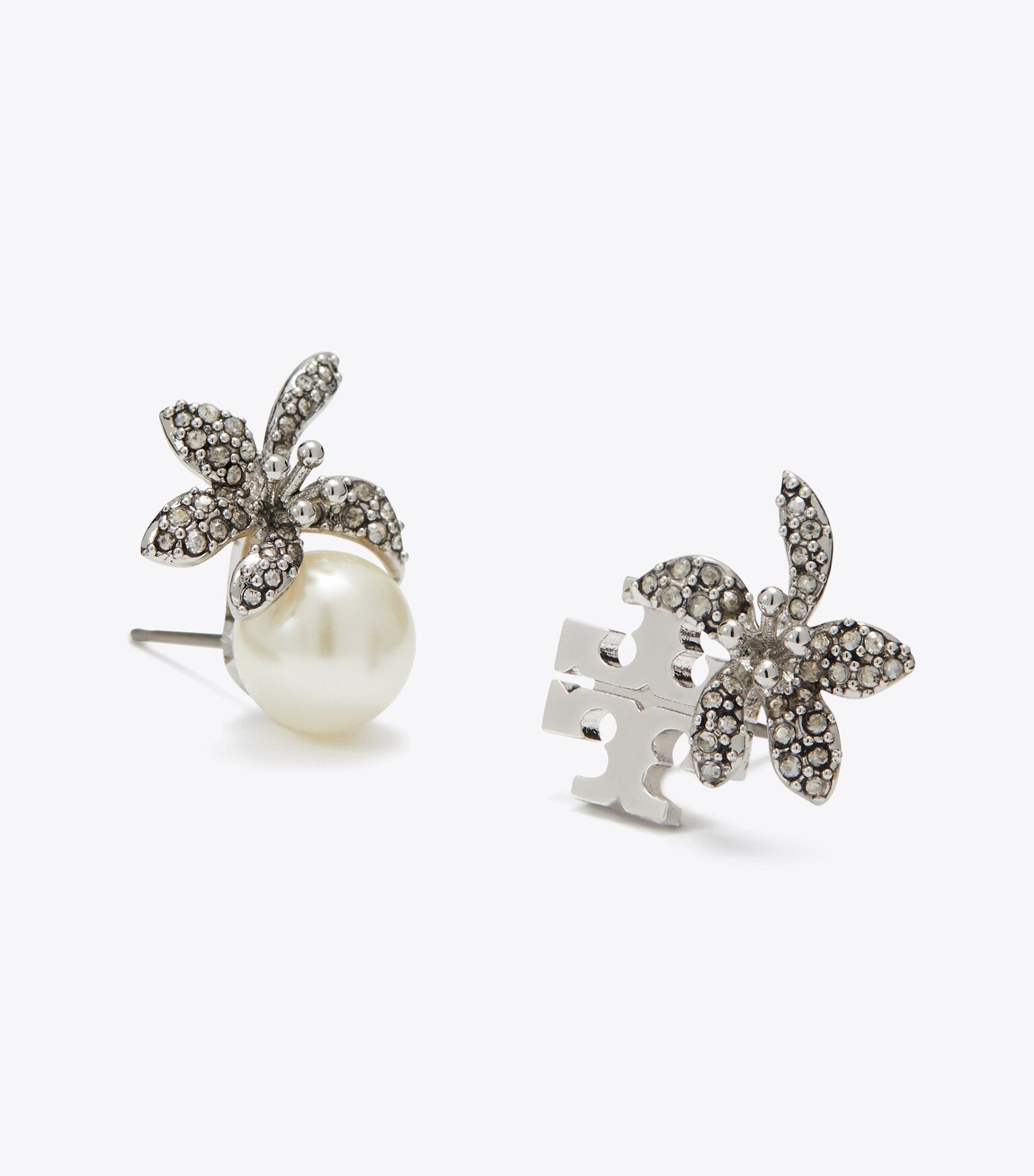 Moondance Pearl and Flower Stud Earrings