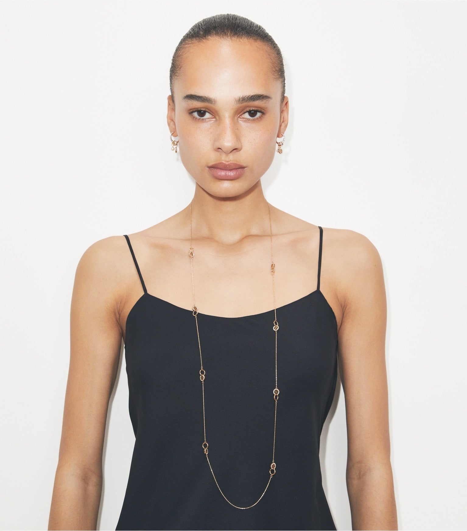 Long Icon Pavé Interlocking Necklace
