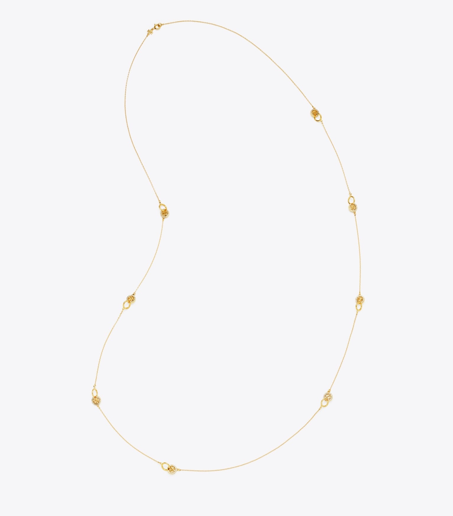 Long Icon Pavé Interlocking Necklace