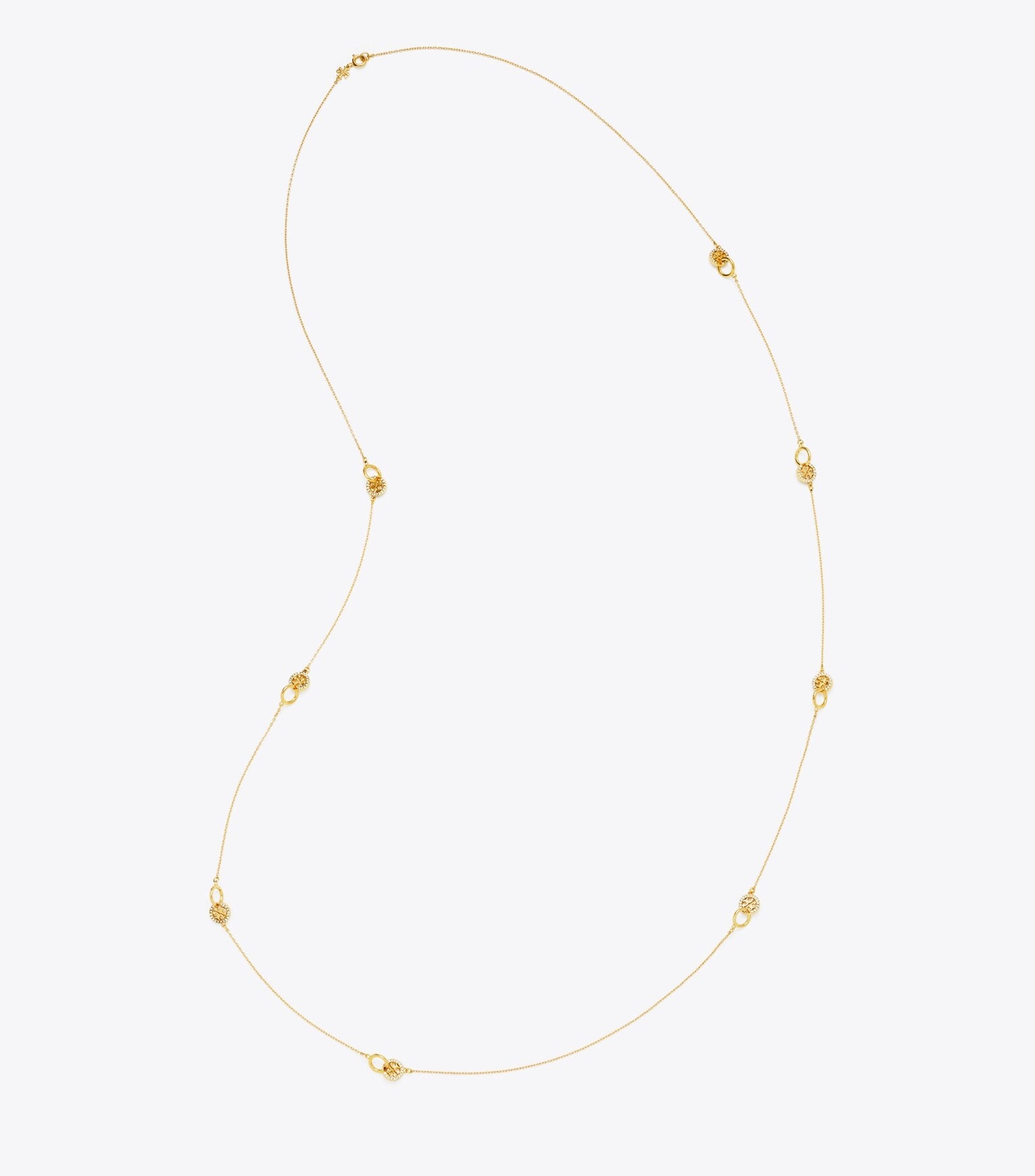 Long Icon Pavé Interlocking Necklace