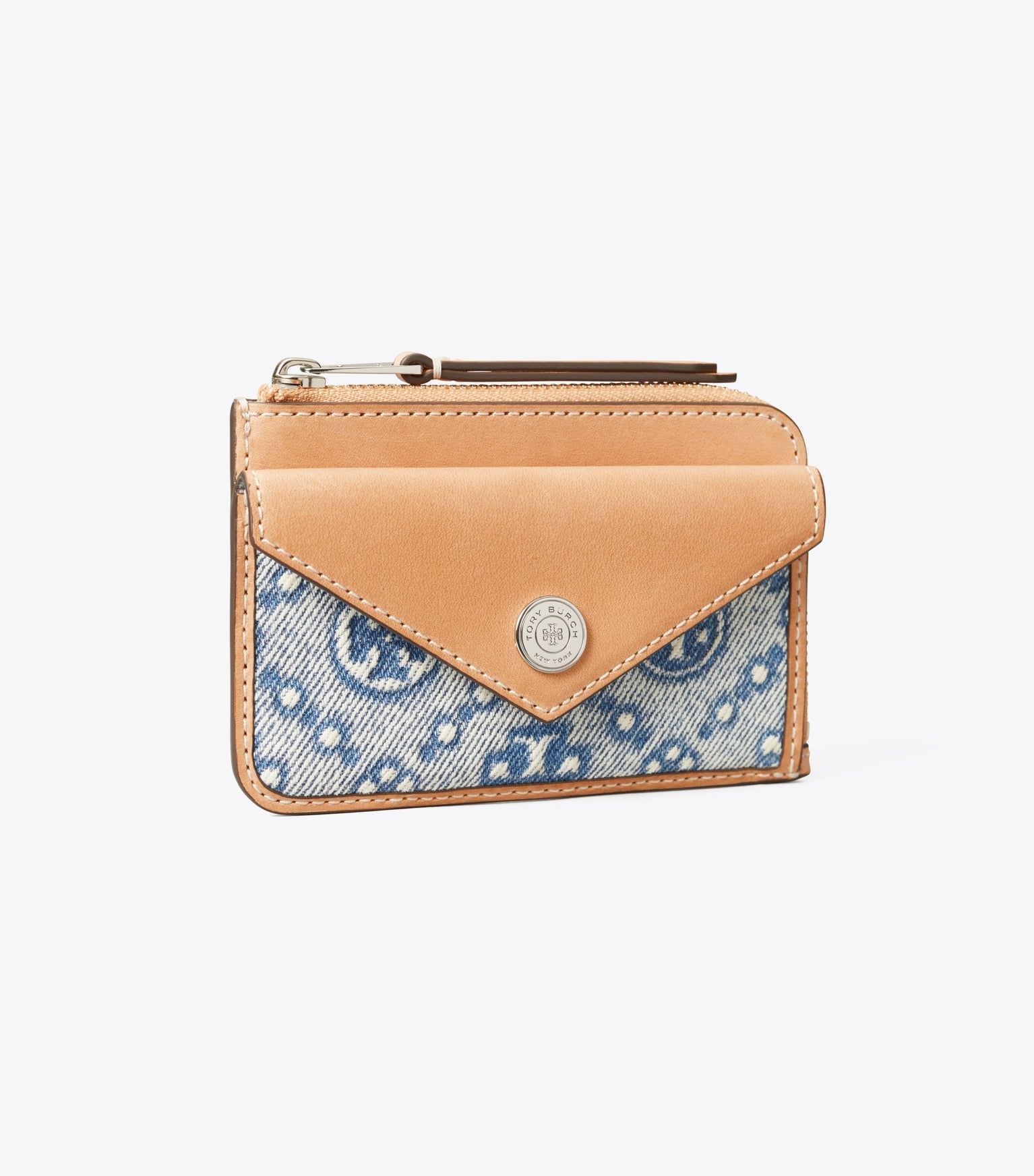 T Monogram Denim Zip Card Case
