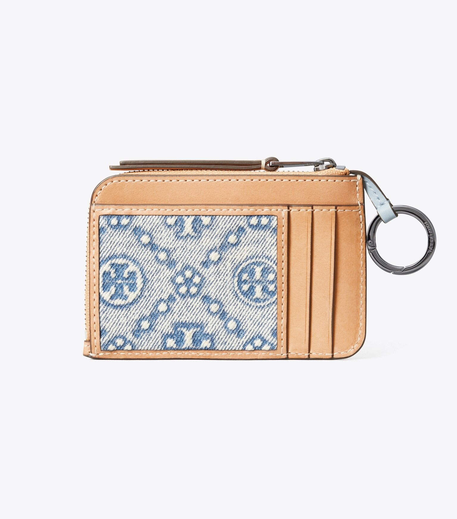 T Monogram Denim Zip Card Case