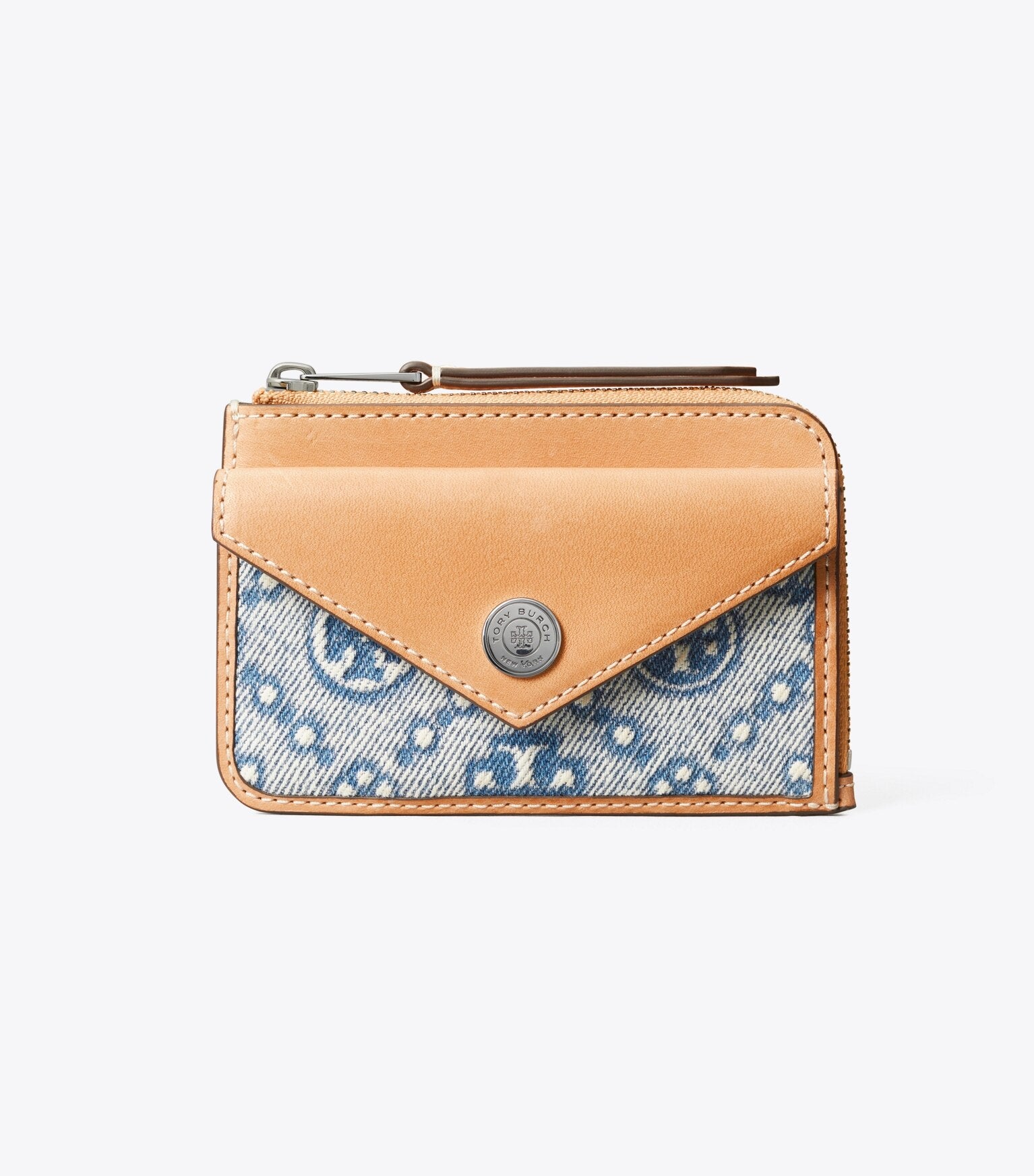 T Monogram Denim Zip Card Case