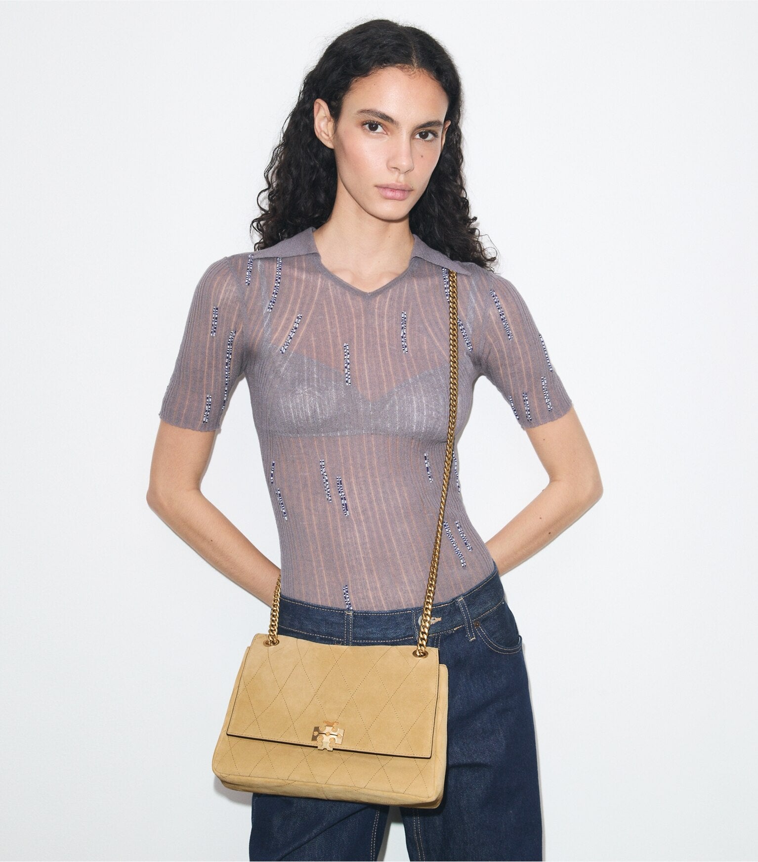 Charlie Quilted Suede Shoulder Bag