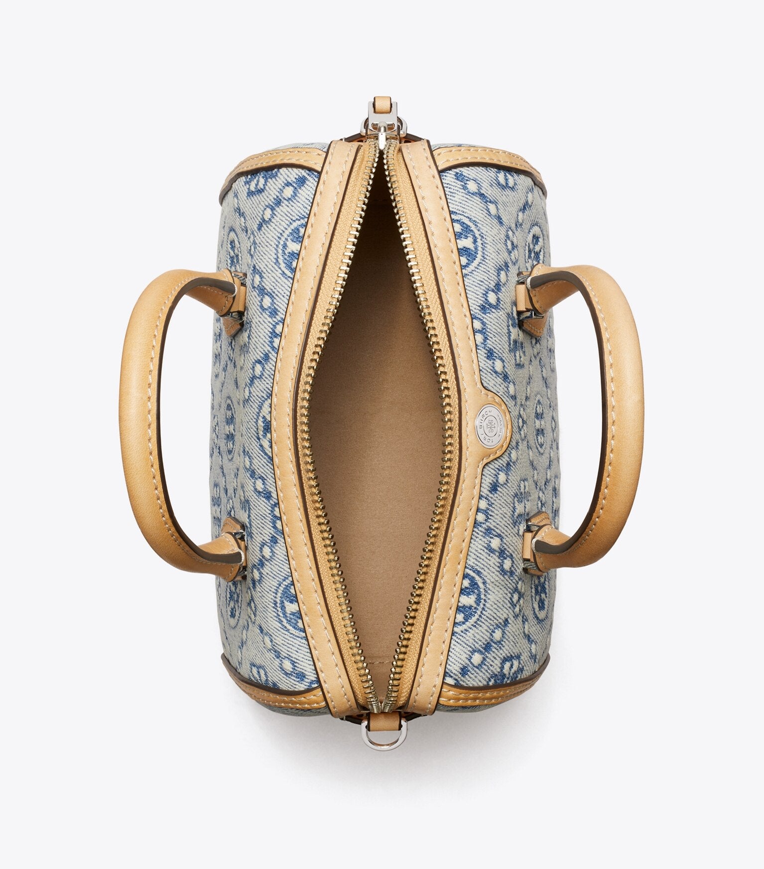 T Monogram Denim Petite Barrel Bag