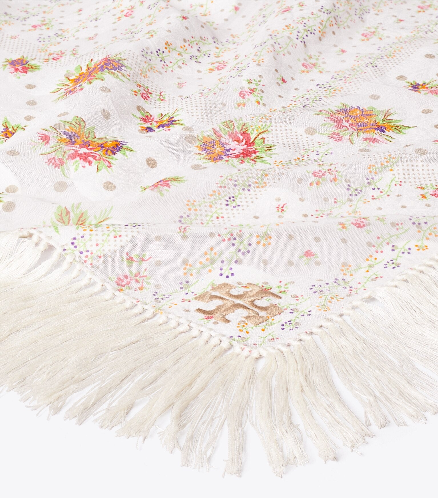 Polka Dot Floral Patchwork Fringe Neckerchief