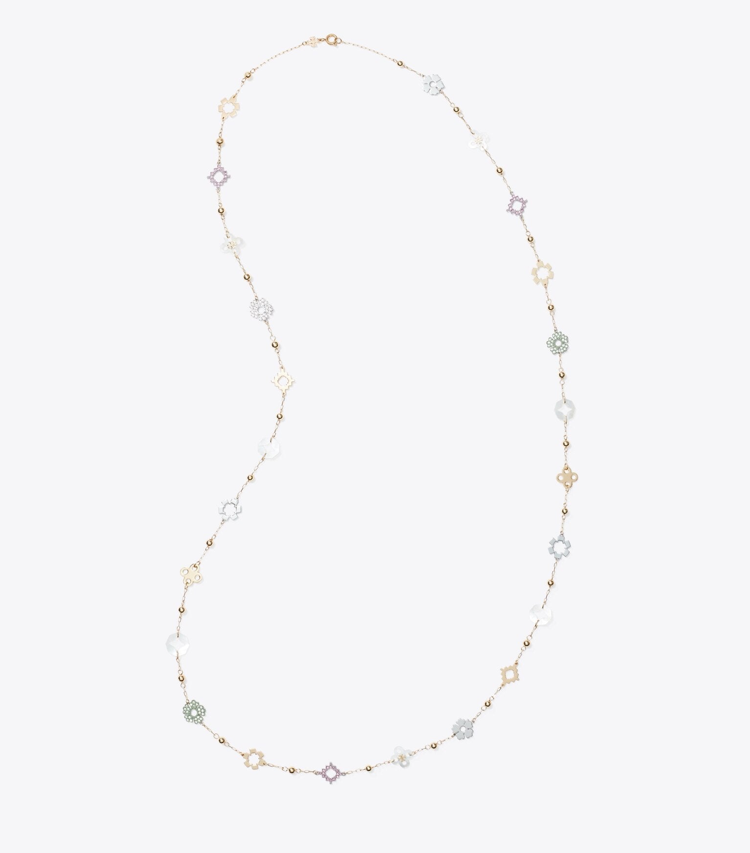 Long Forget Me Not Pavé Necklace