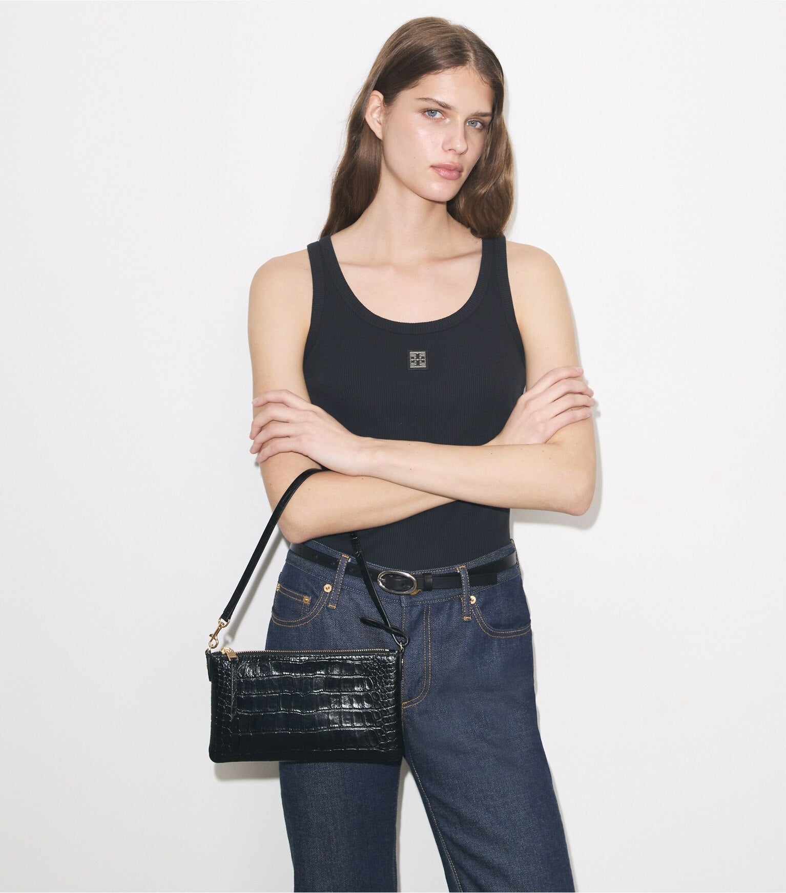 Croc-Embossed Pochette