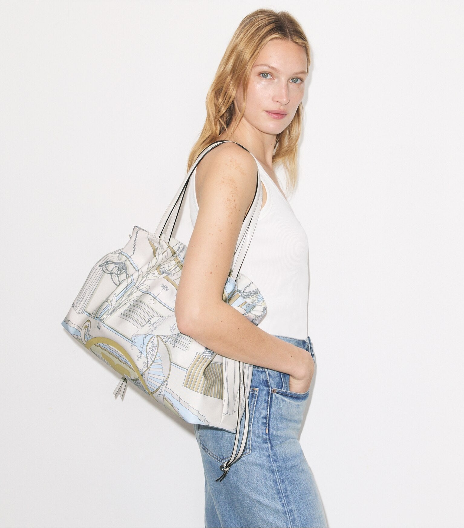 Ella Printed Drawstring Tote