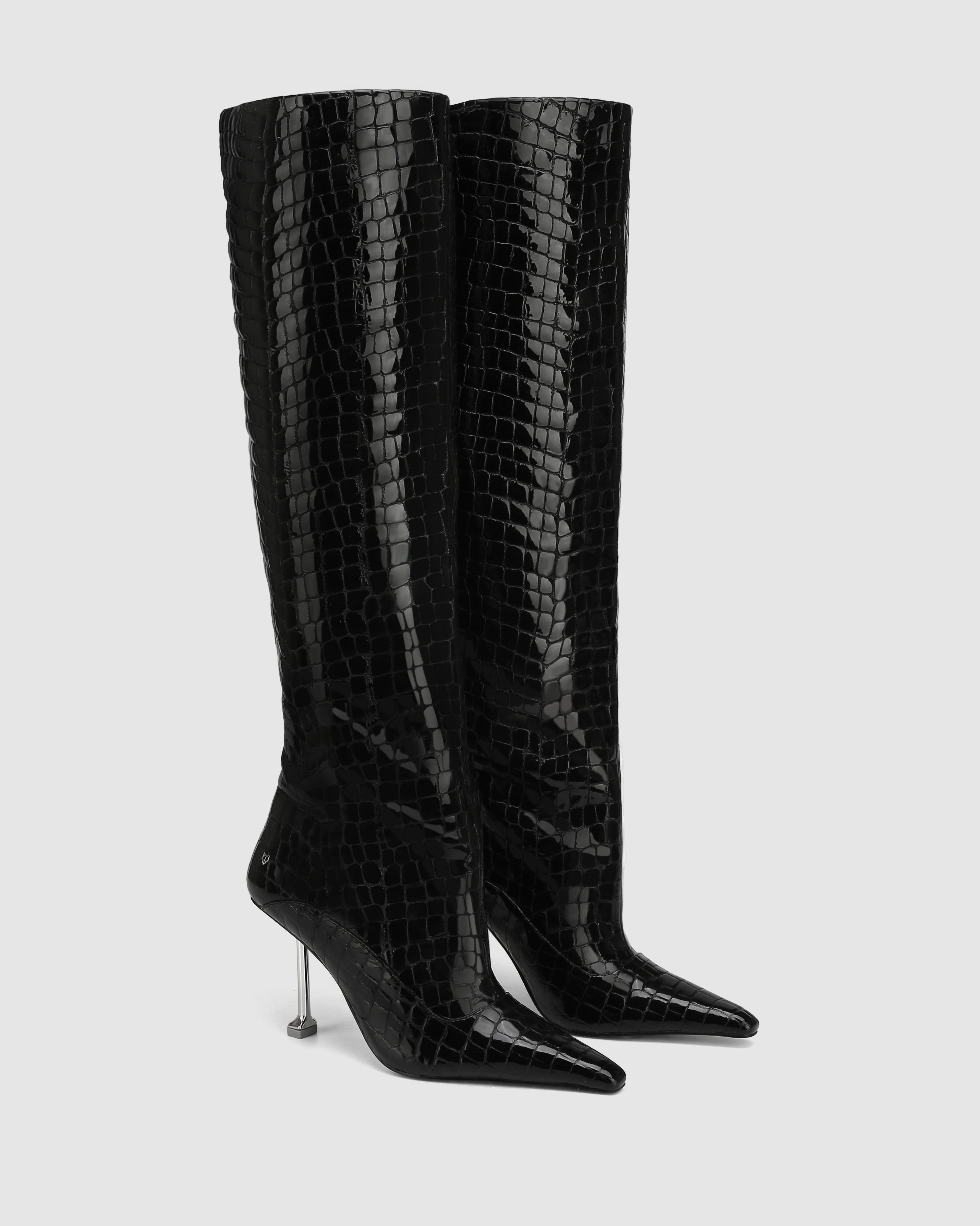 Texas Black Croc Patent Leather