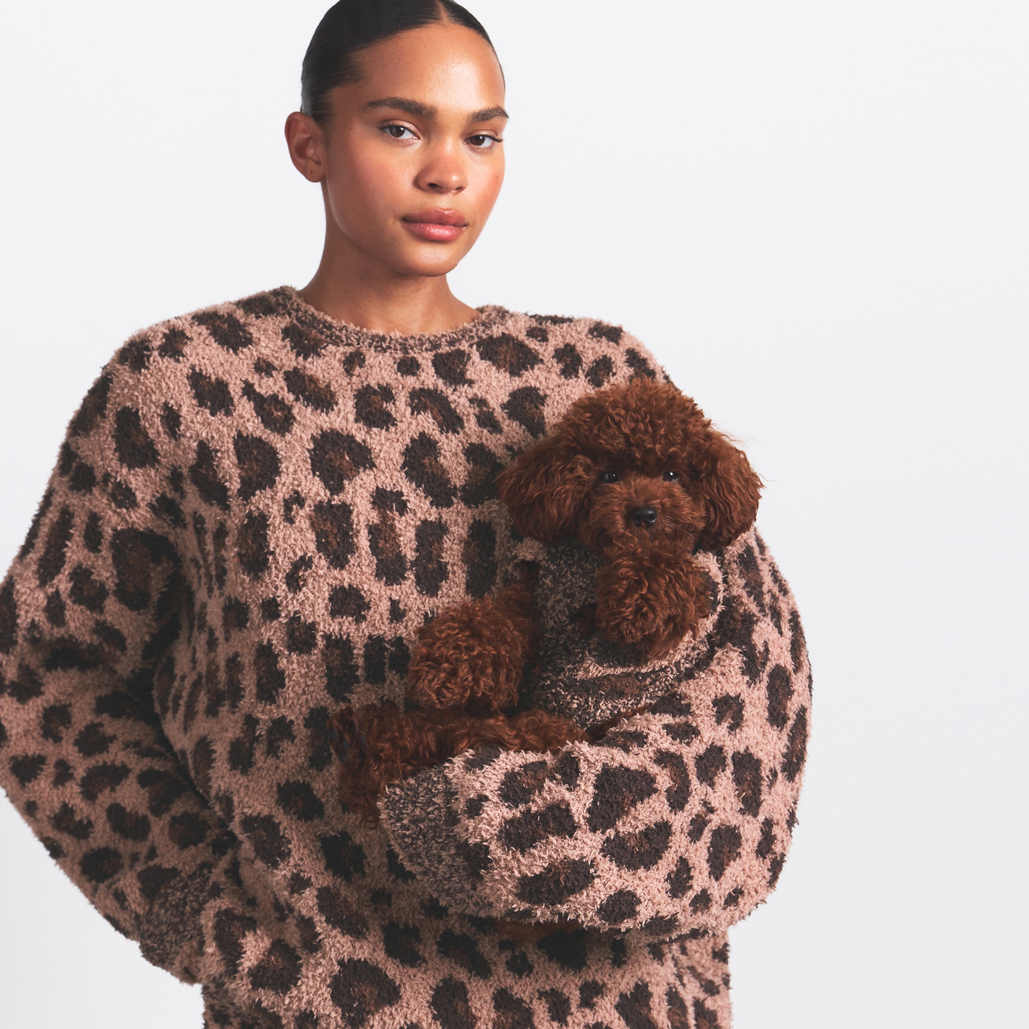 COZY OVERSIZED CREWNECK PULLOVER | SIENNA LEOPARD PRINT