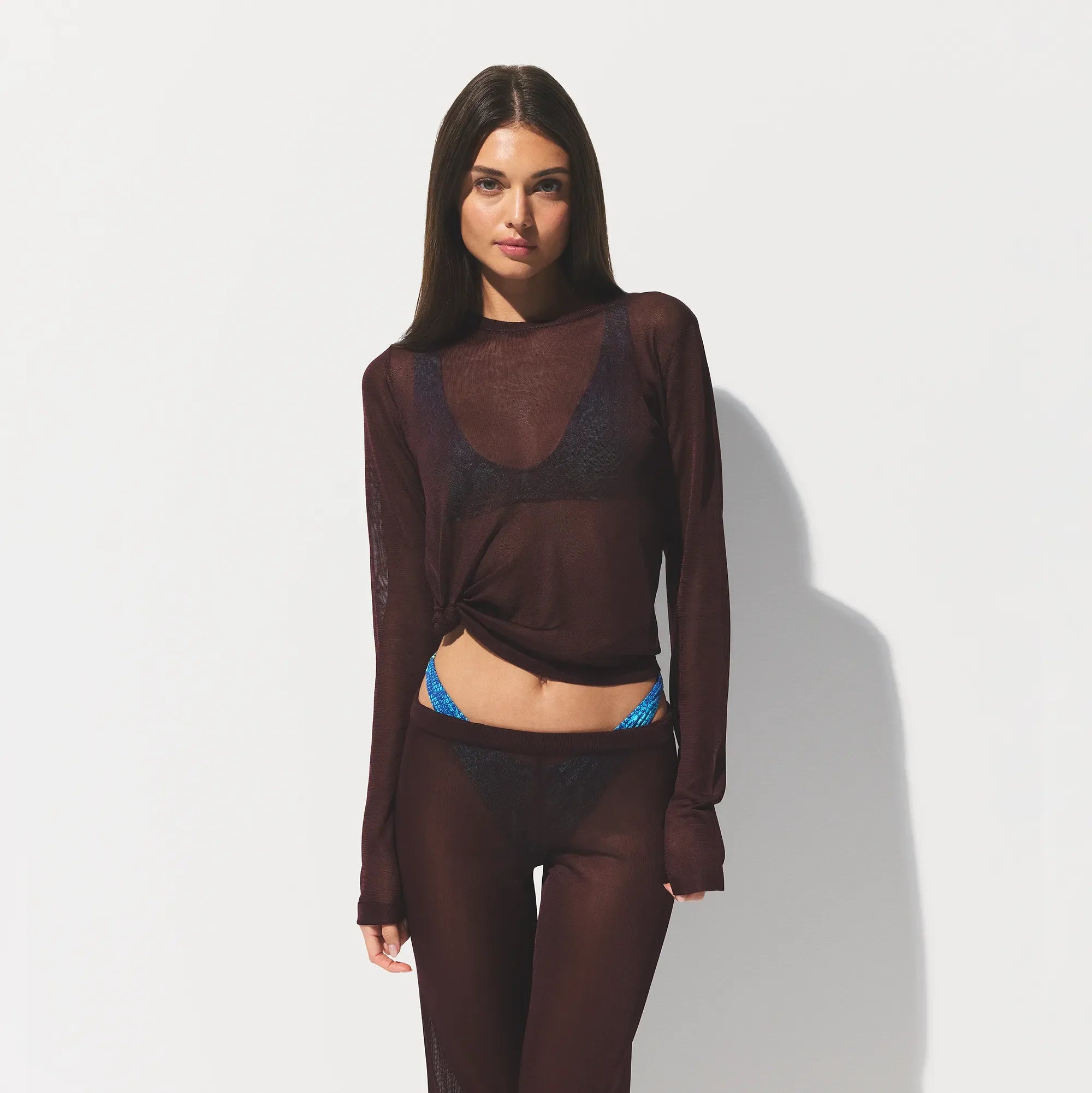 Slinky Knit Crew Neck Long Sleeve Top
