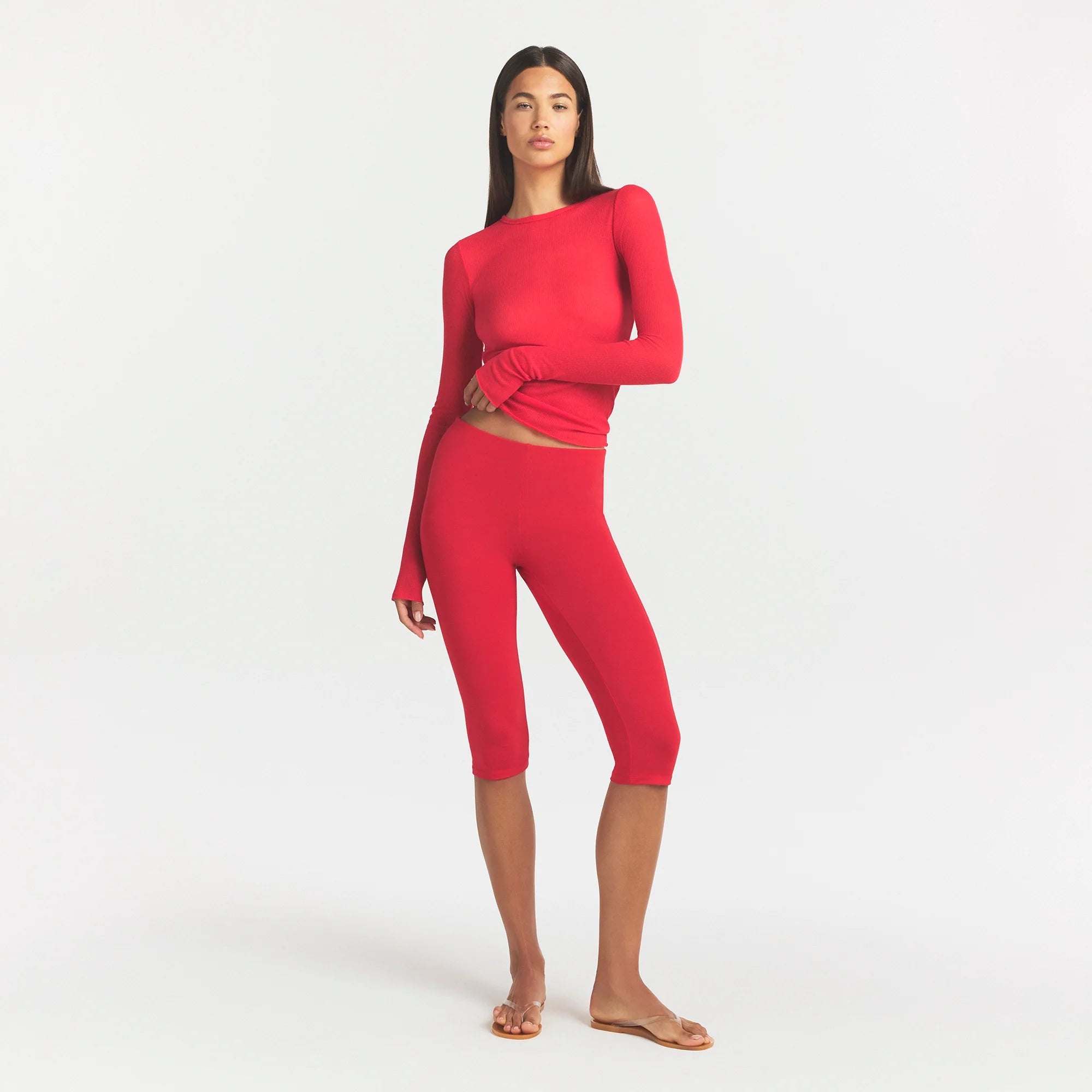 Sheer Rib Long Sleeve Top