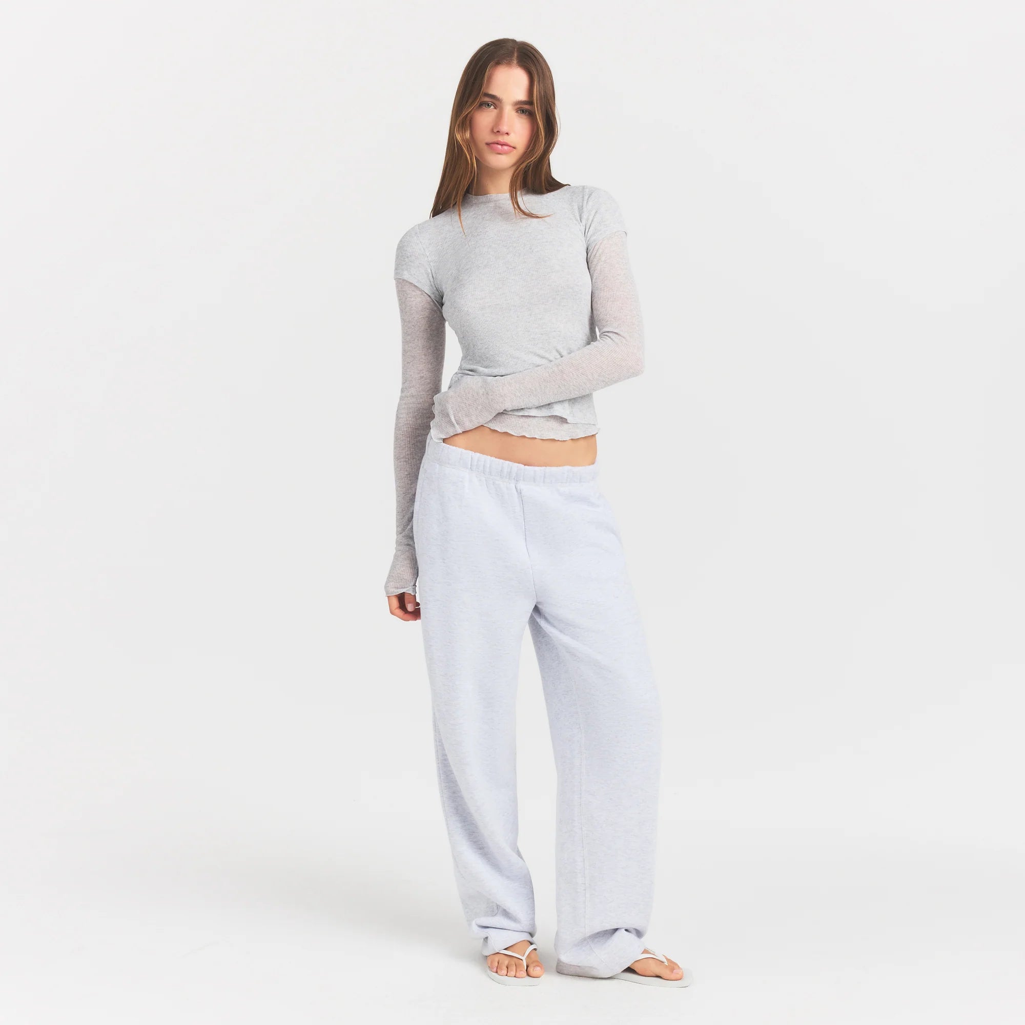 Sheer Rib Long Sleeve Top