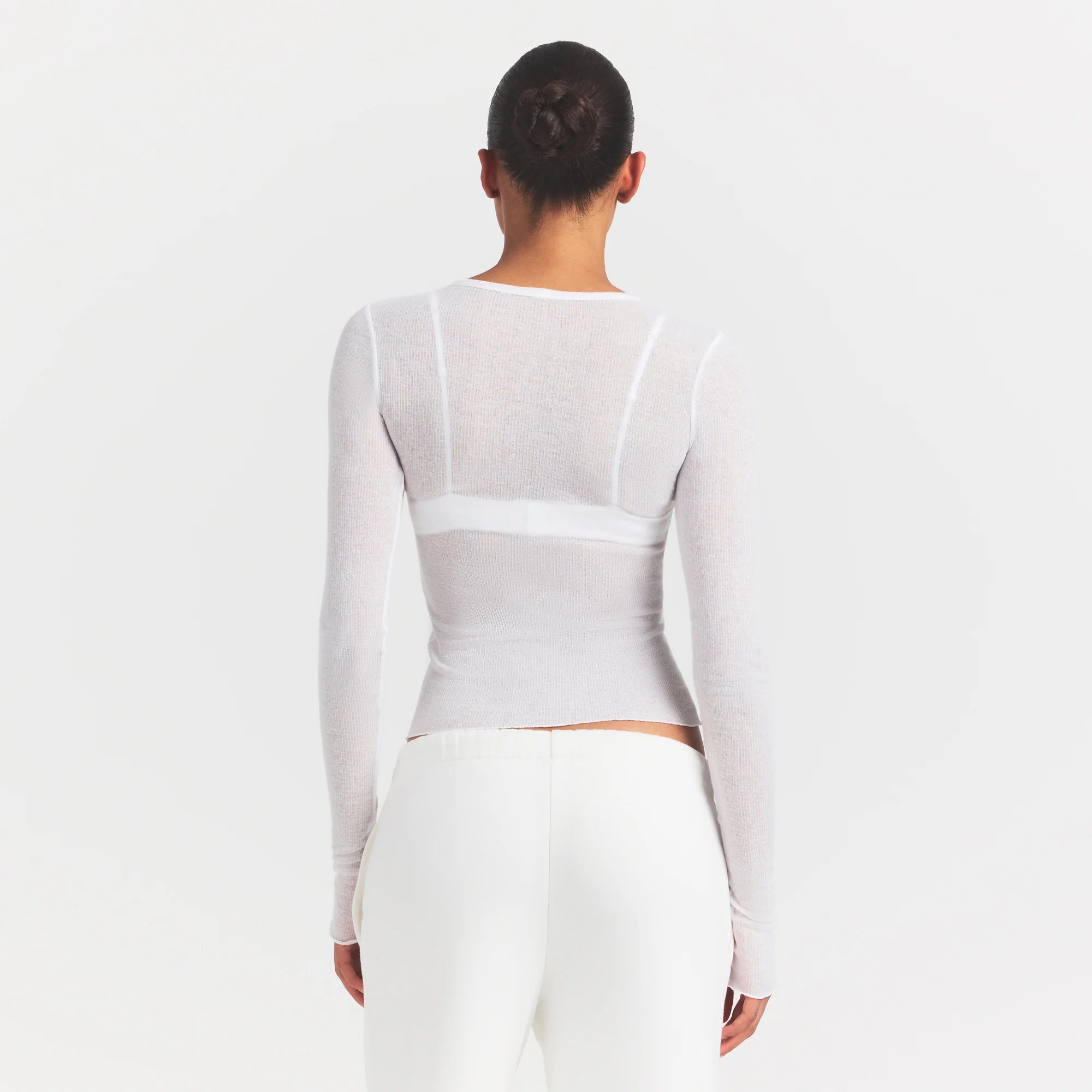 Sheer Rib Long Sleeve Top