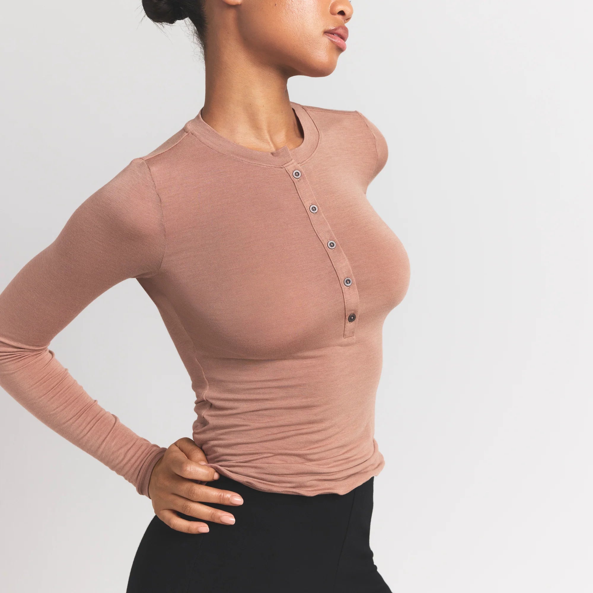 Sheer Modal Crewneck Henley