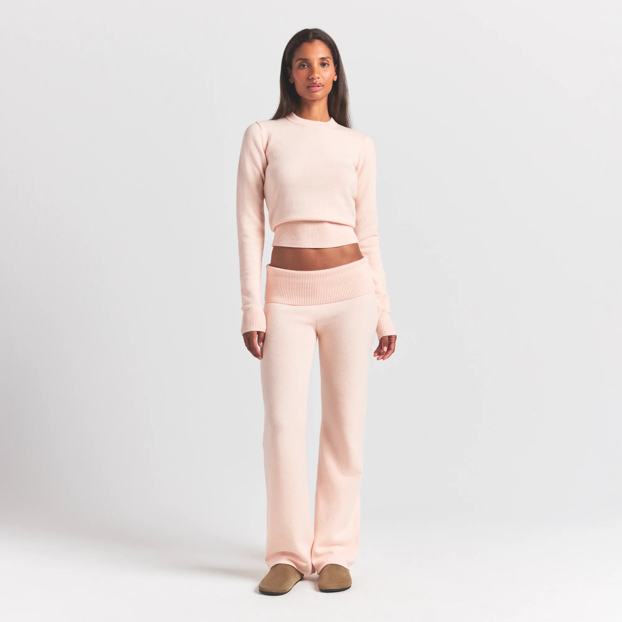 Sweater Knits Ribbed Long Sleeve Fitted Crew Neck