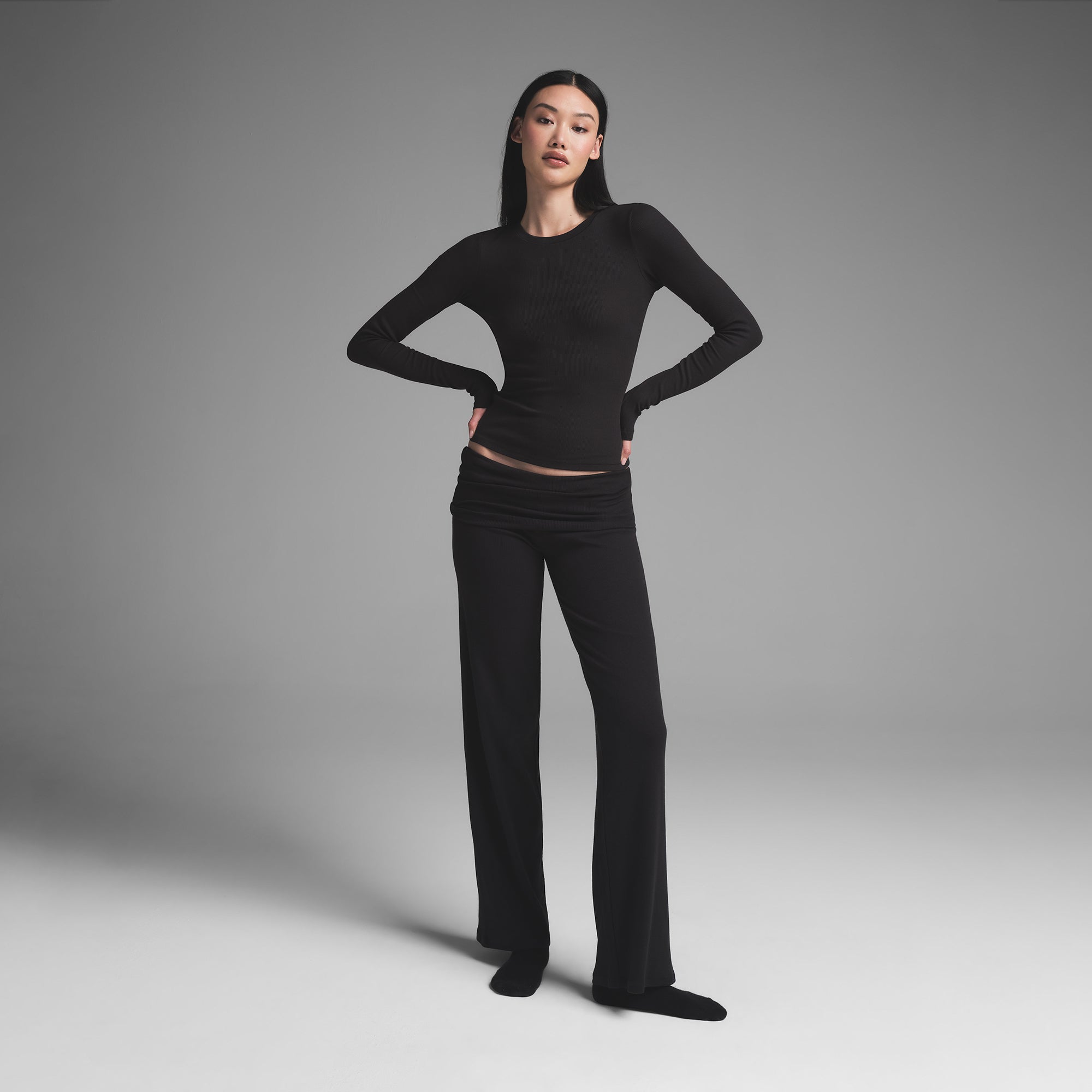 Cotton Rib Long Sleeve T-shirt