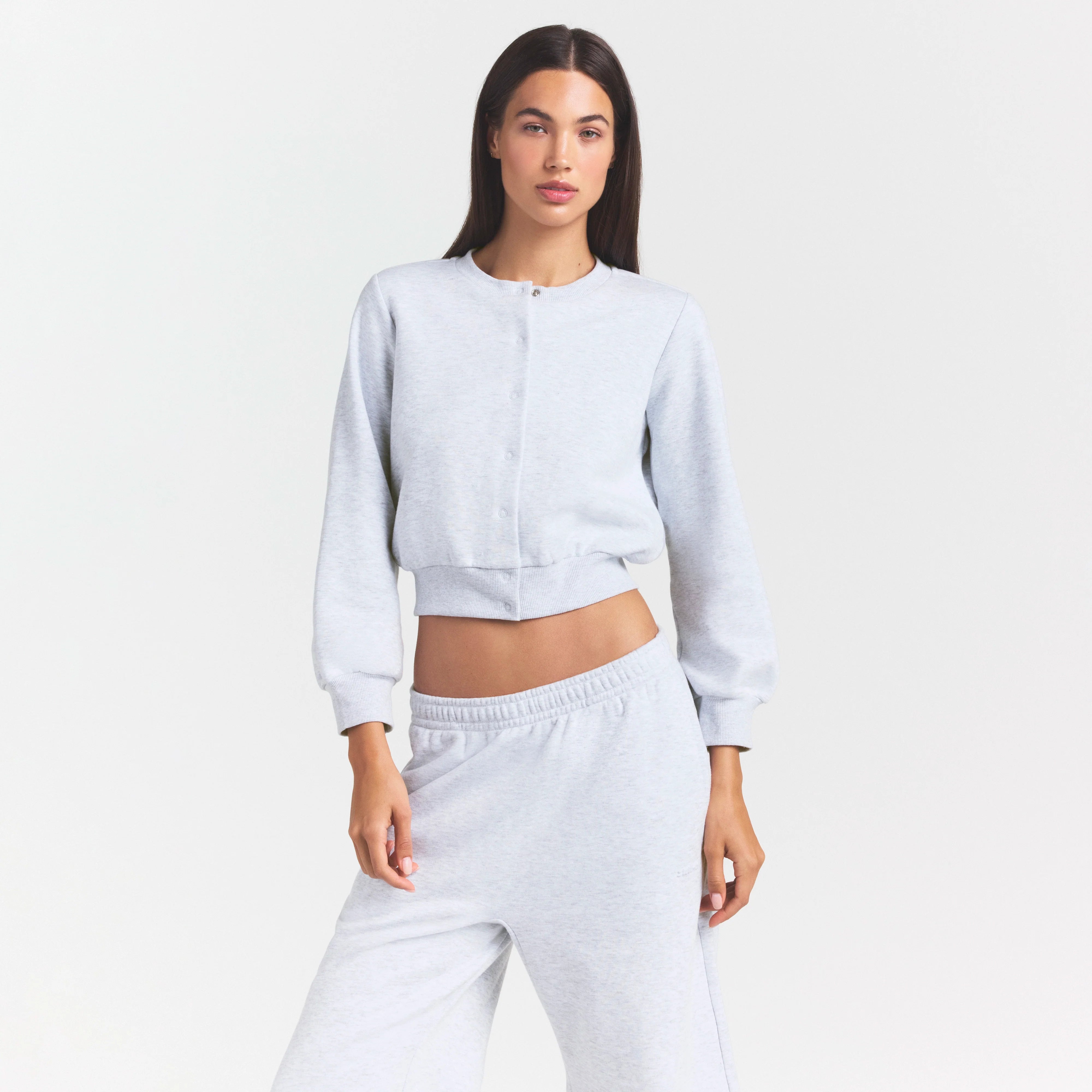 Cotton Fleece Shrunken Cardigan