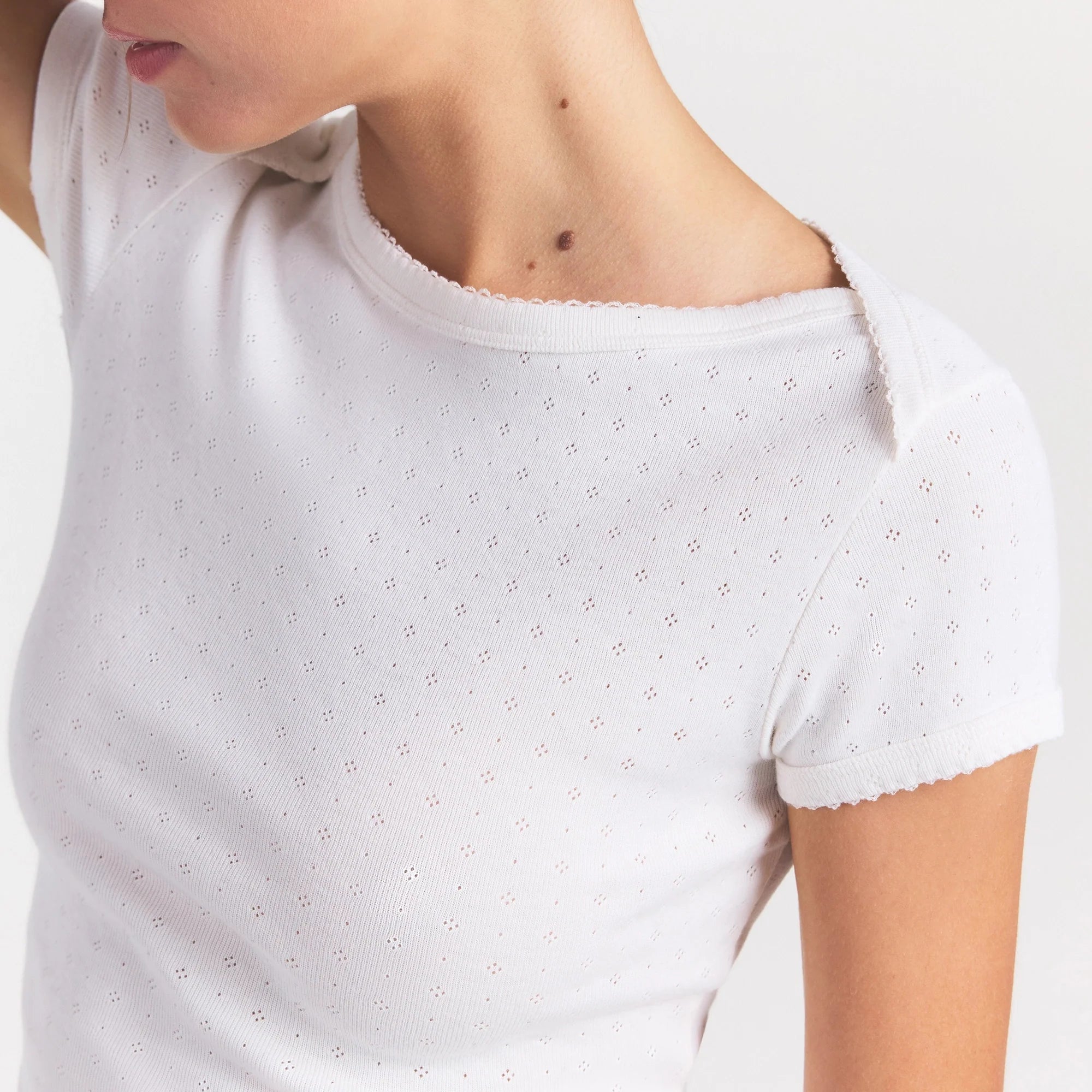 Heavy Pointelle Boatneck Tee