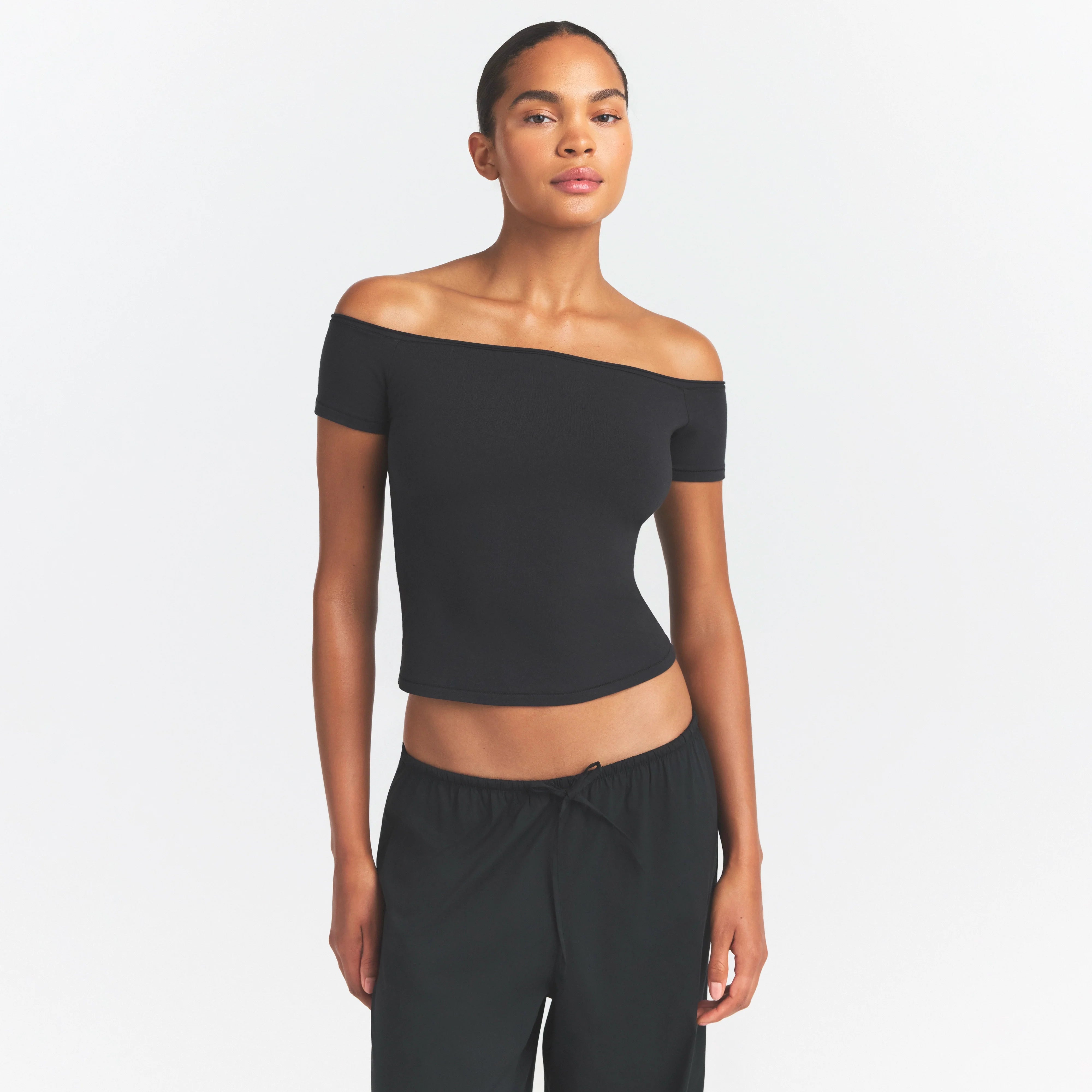 Cotton Jersey Off the Shoulder Top