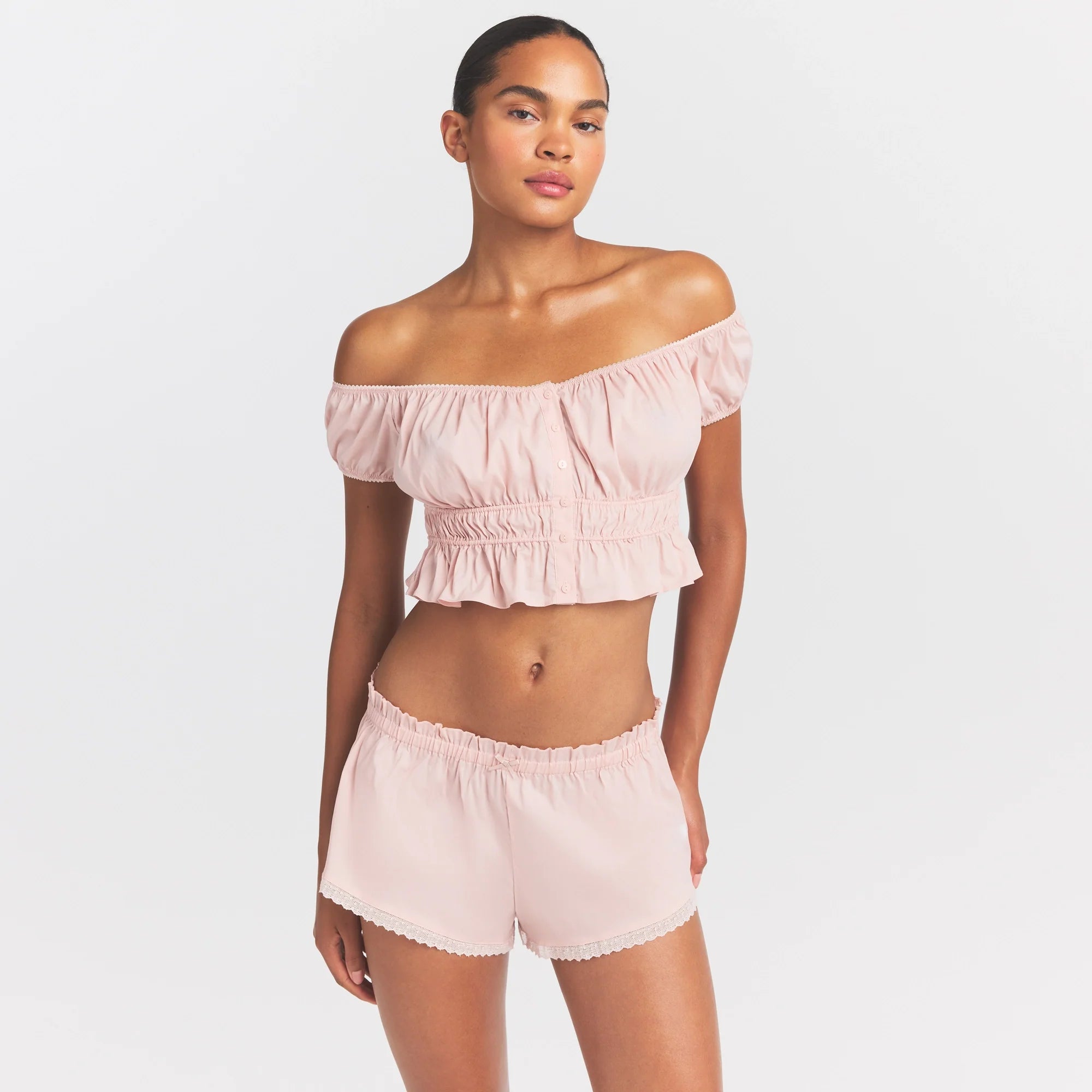 Poplin Apparel Off the Shoulder Top
