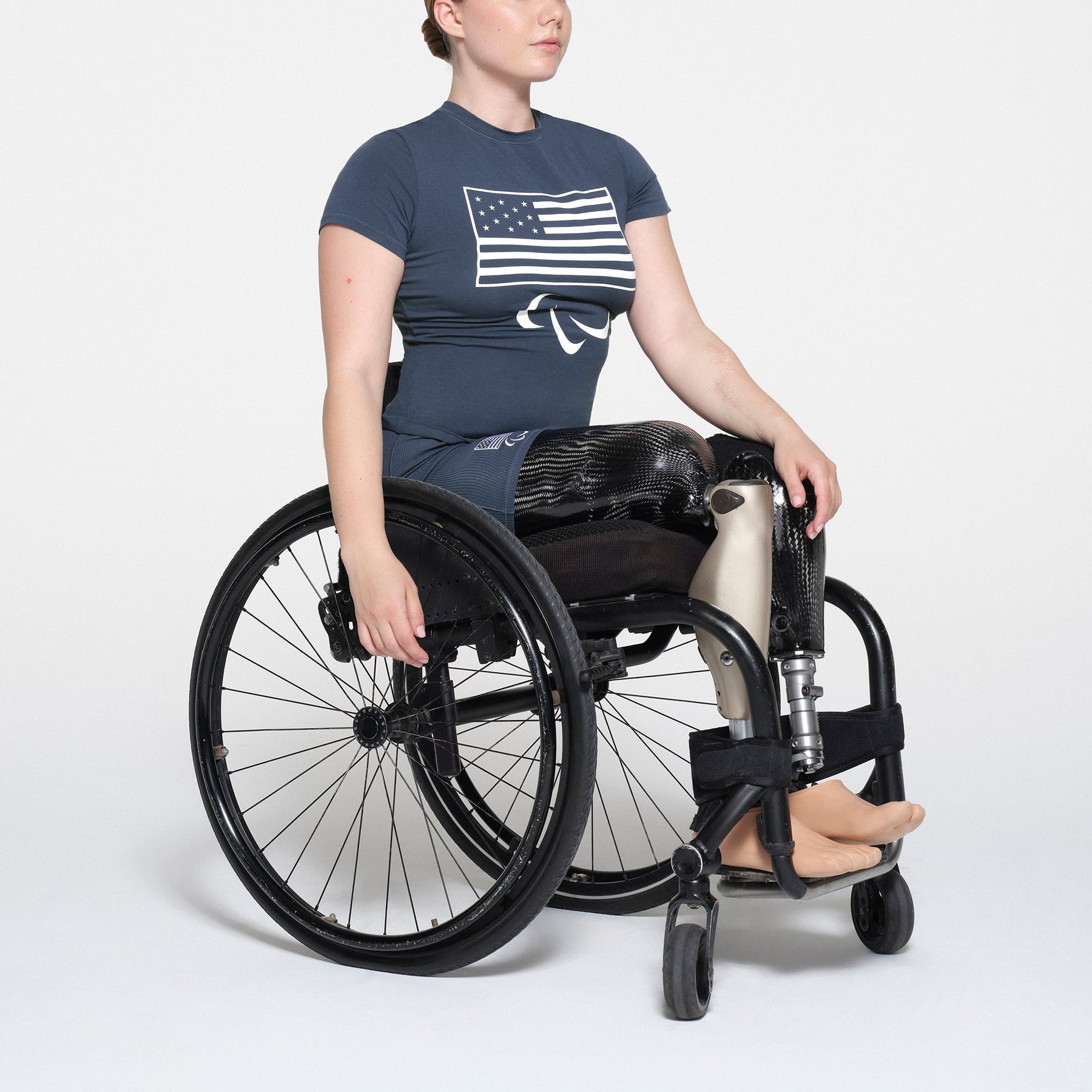 SKIMS FOR TEAM USA COTTON JERSEY PARALYMPIC T-SHIRT | NAVY