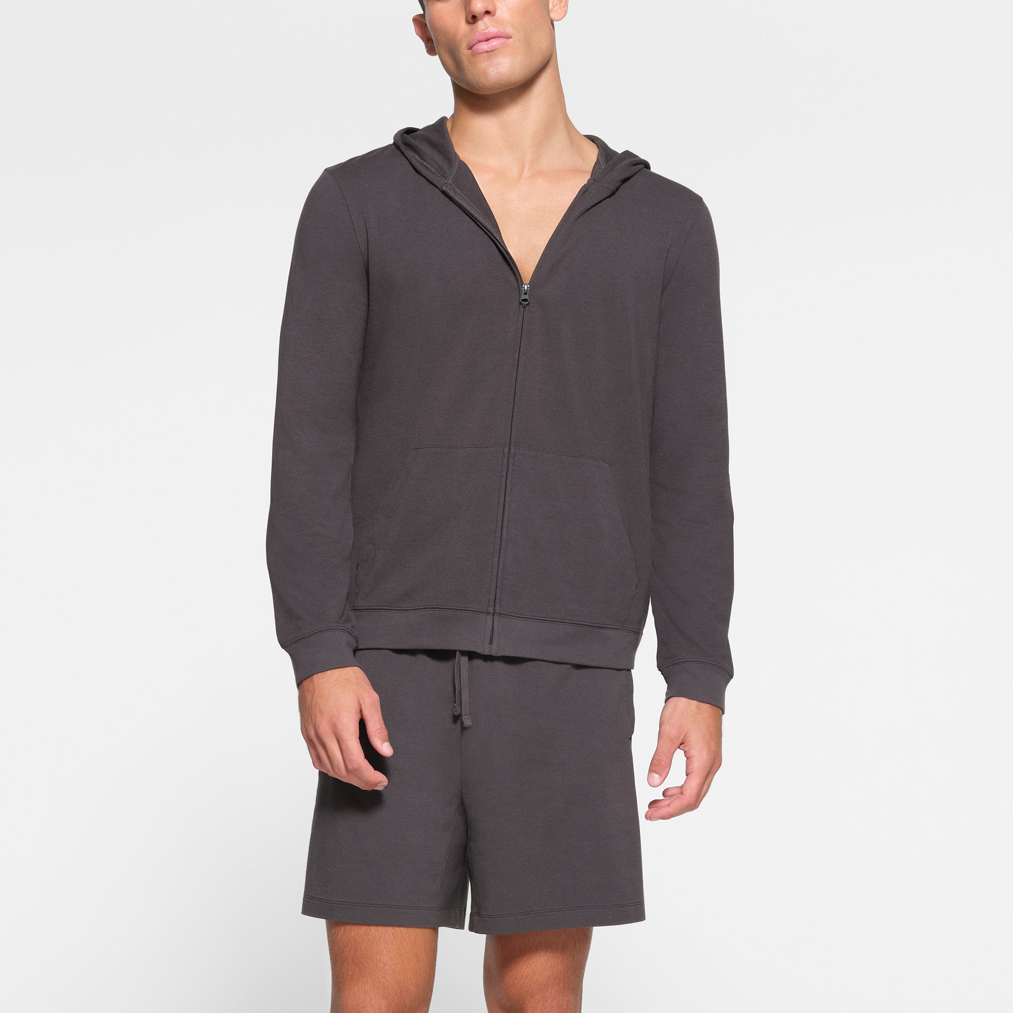 JERSEY LOUNGE MENS ZIP UP HOODIE | ASH