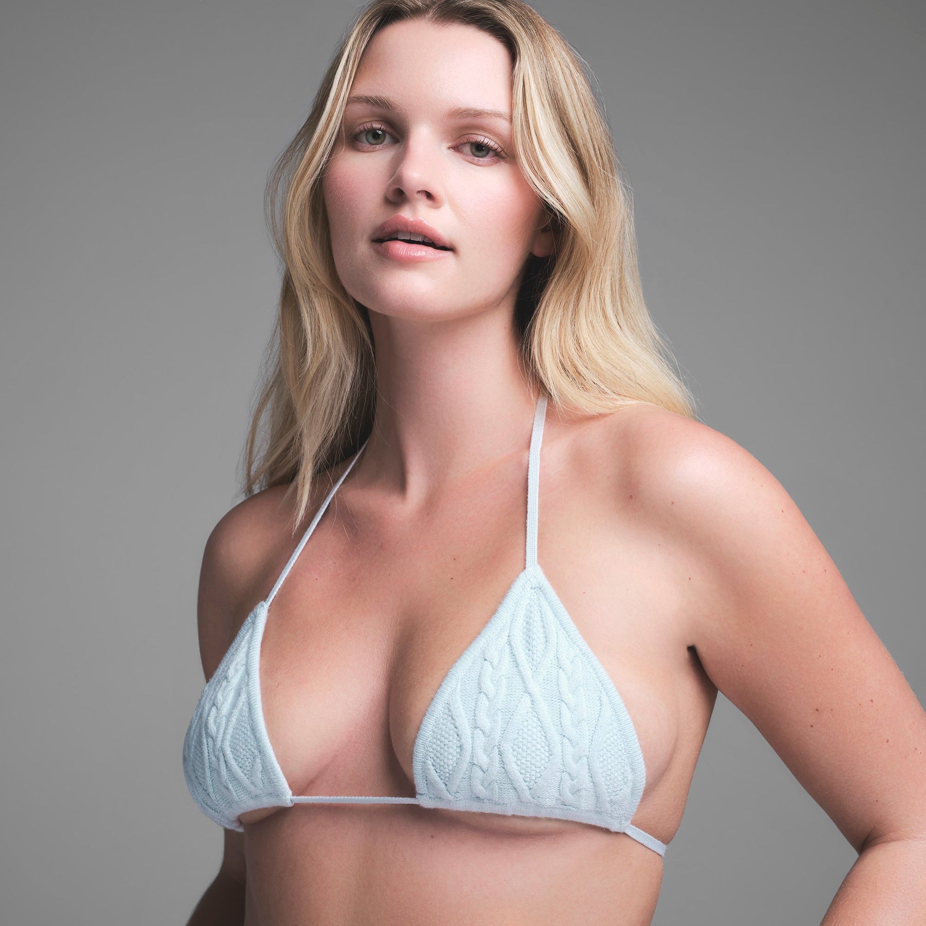 SWEATER KNIT TRIANGLE BRALETTE | CLOUD