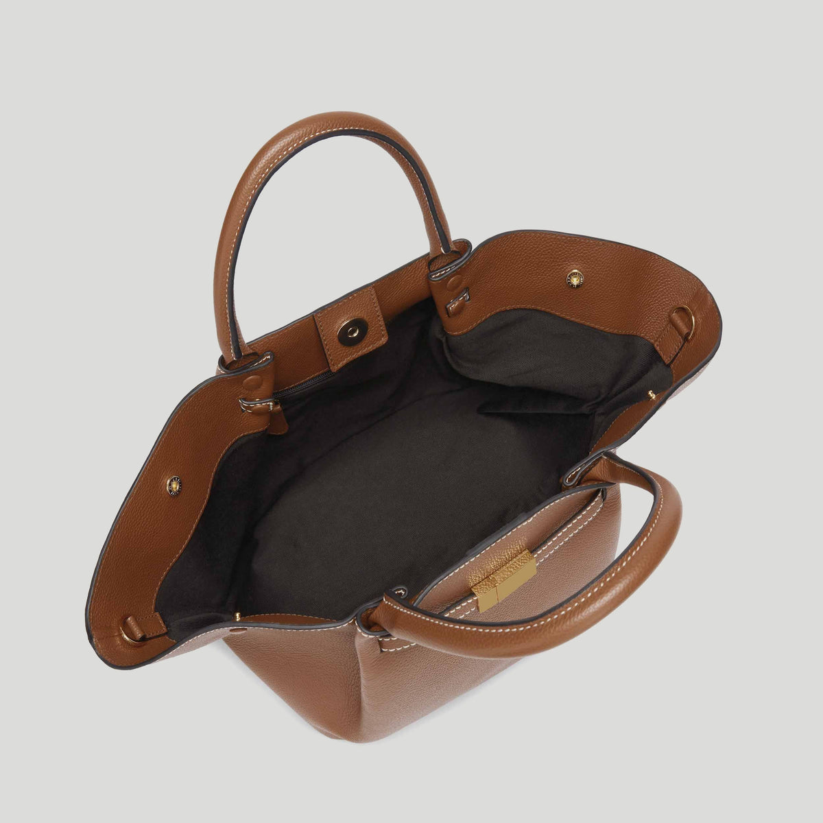 The Midi New York - Tan Small Grain Ecru Stitching