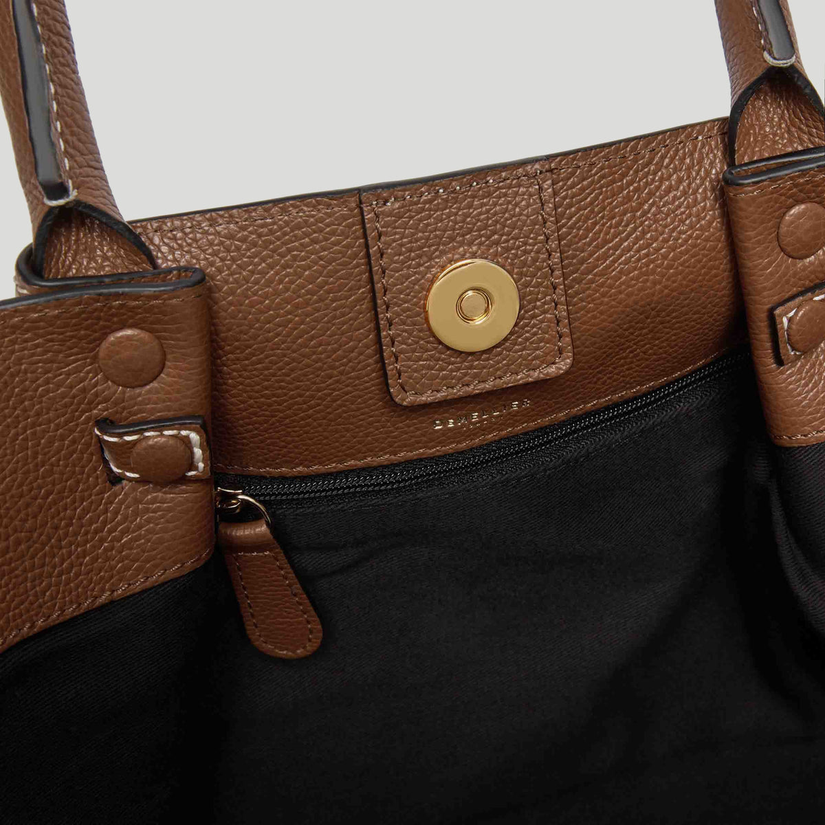 The Midi New York - Tan Small Grain Ecru Stitching