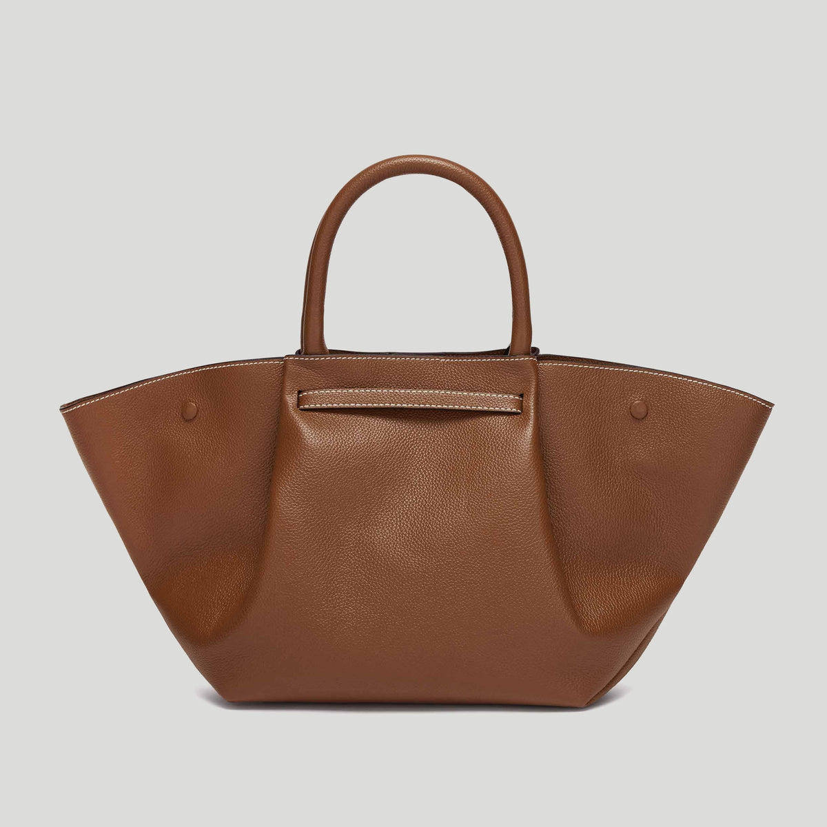 The Midi New York - Tan Small Grain Ecru Stitching