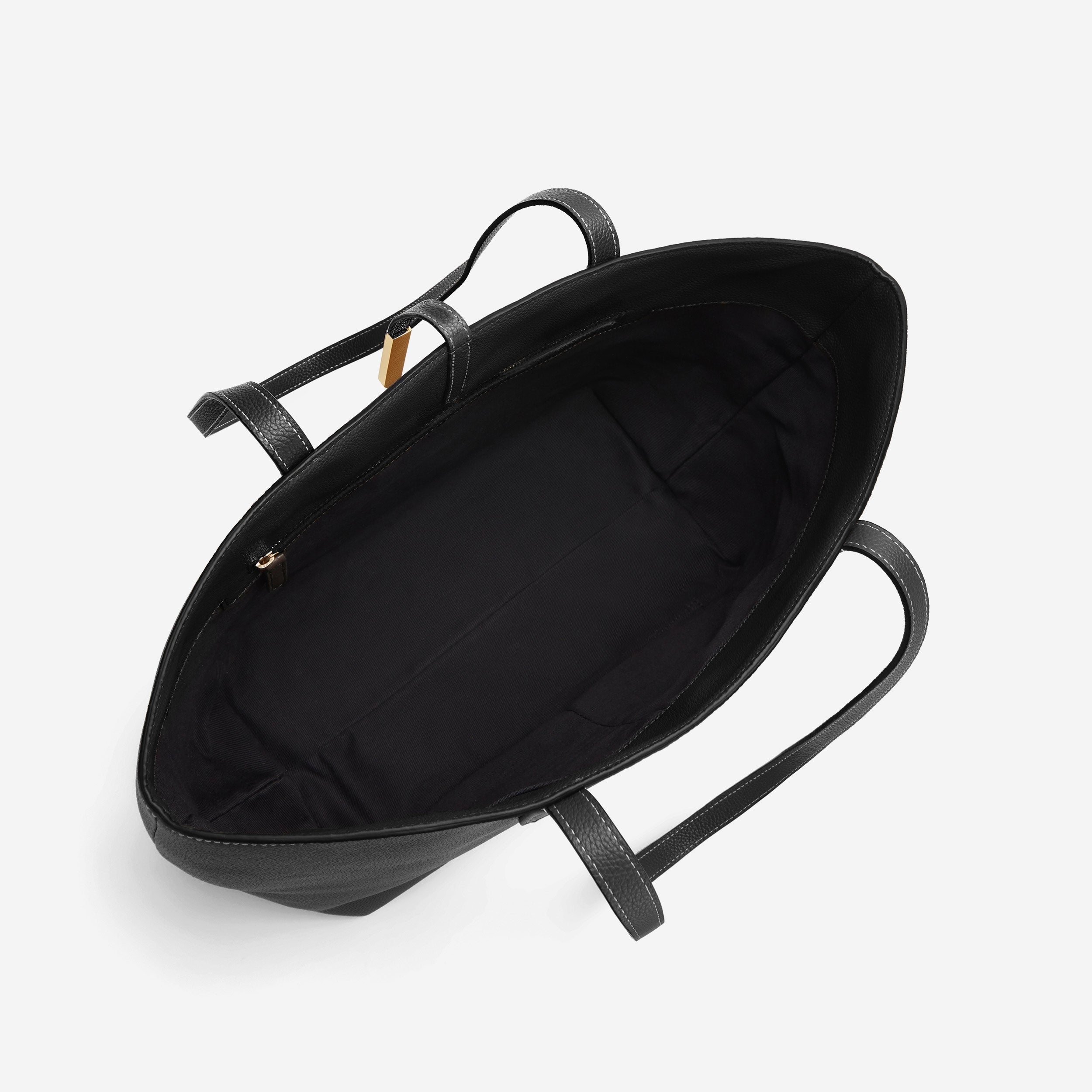 DeMellier The Tokyo Tote black small grain ecru stitching