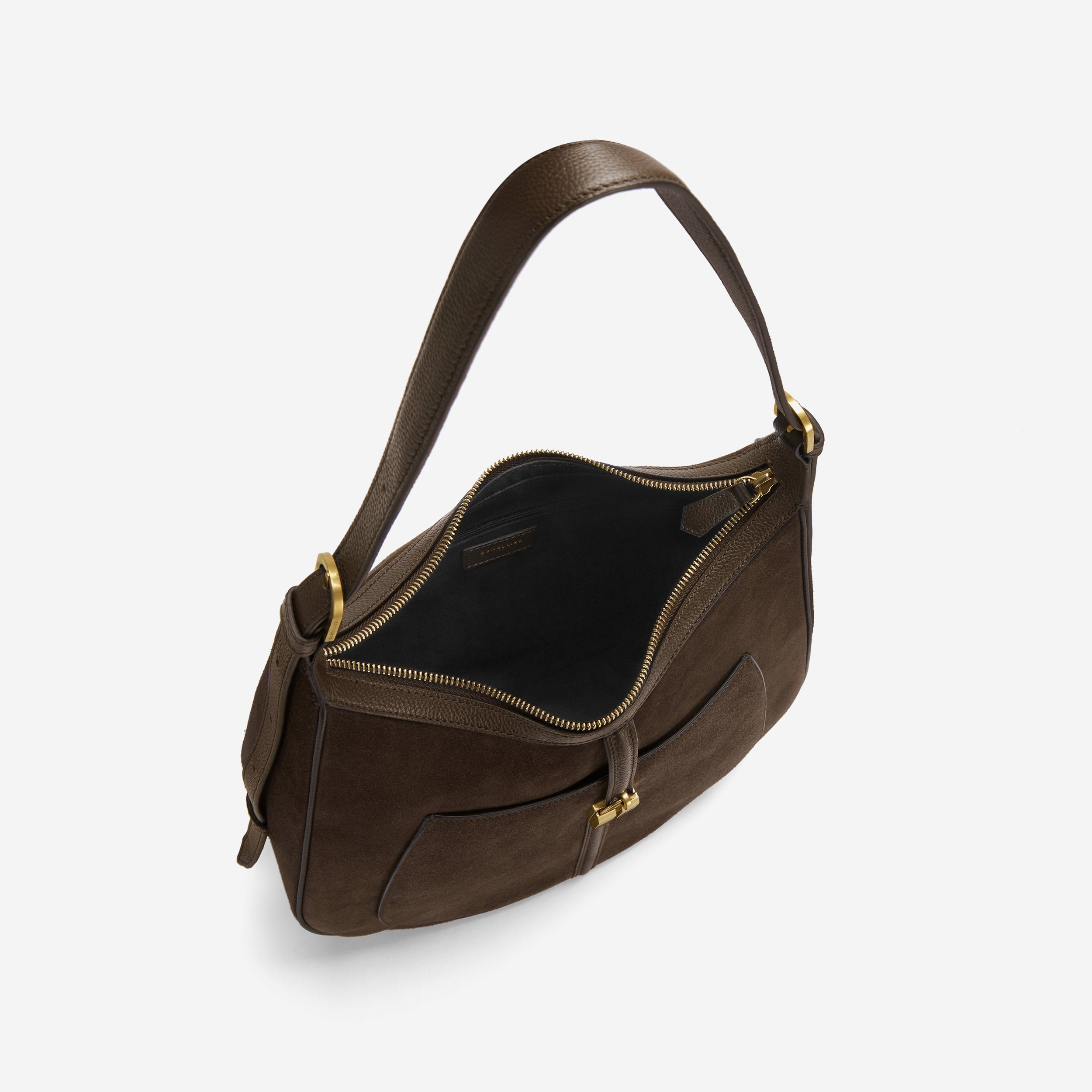 DeMellier The Siena Hobo mocha suede & mocha small grain