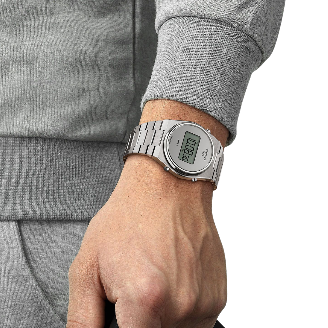 Tissot PRX Digital 35mm Silver Mirror Dial Grey Stainless Steel Watch