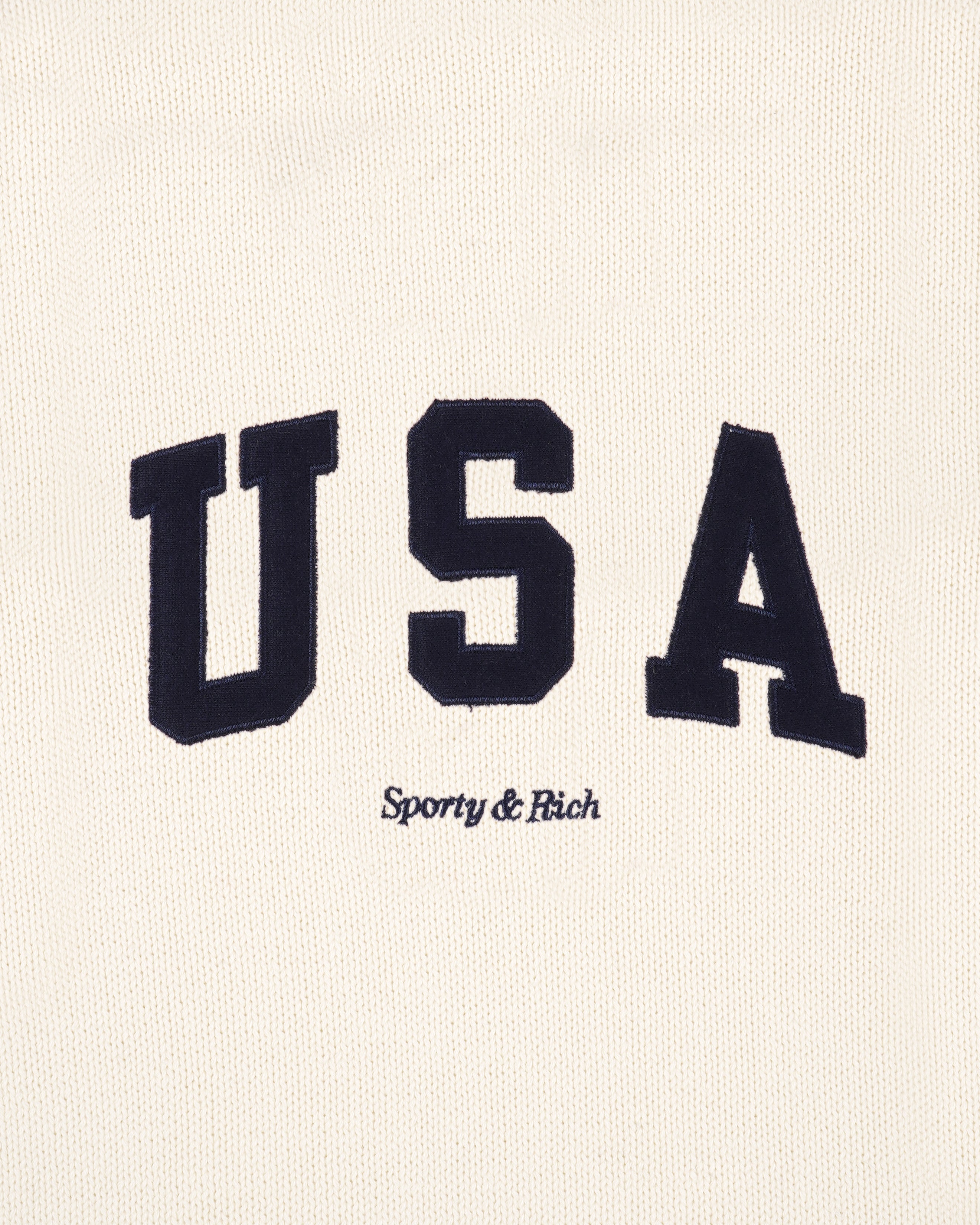 USA Knitted Turtleneck - Ecru/Navy