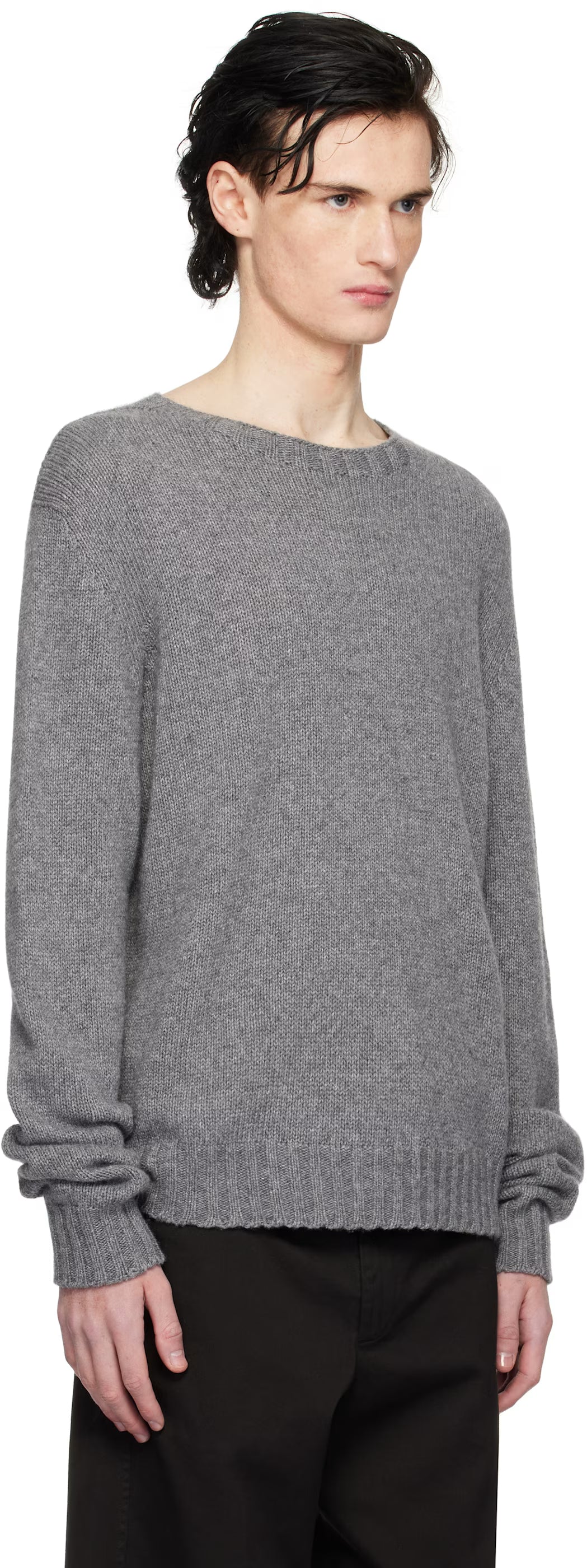 Gray Curved Logo Sweater