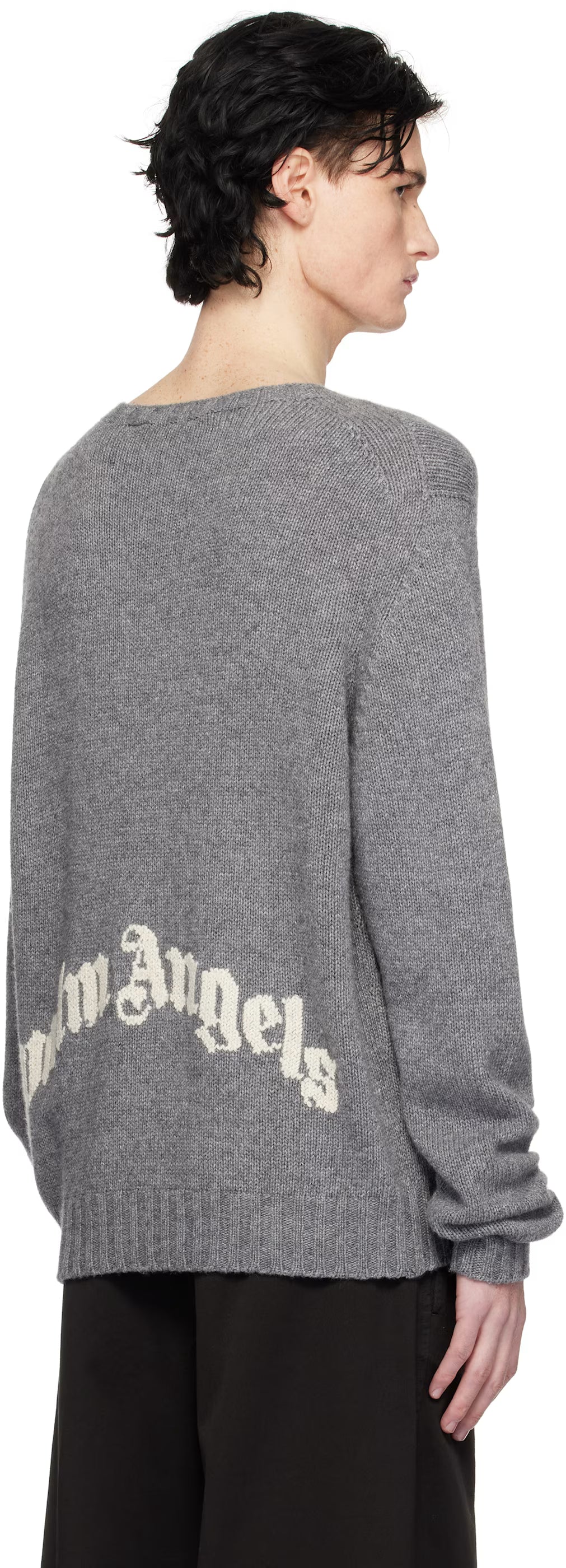 Gray Curved Logo Sweater