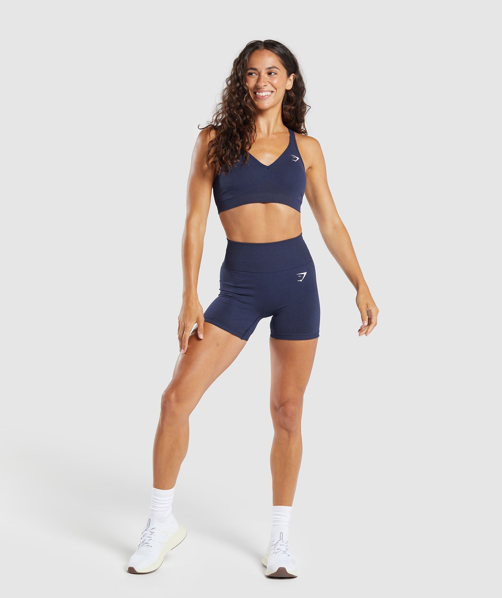 Gymshark Vital V Neck Sports Bra - Heavy Blue/ Marl