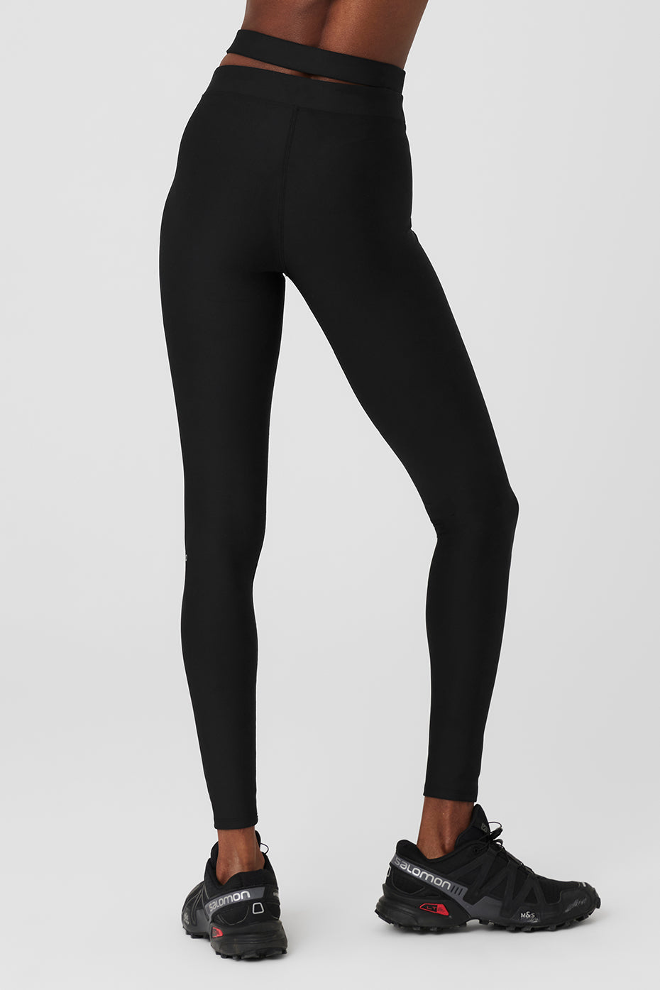 Airlift High-Waist All Access Legging in black, featuring cutout strap detail at waist for an active lifestyle.