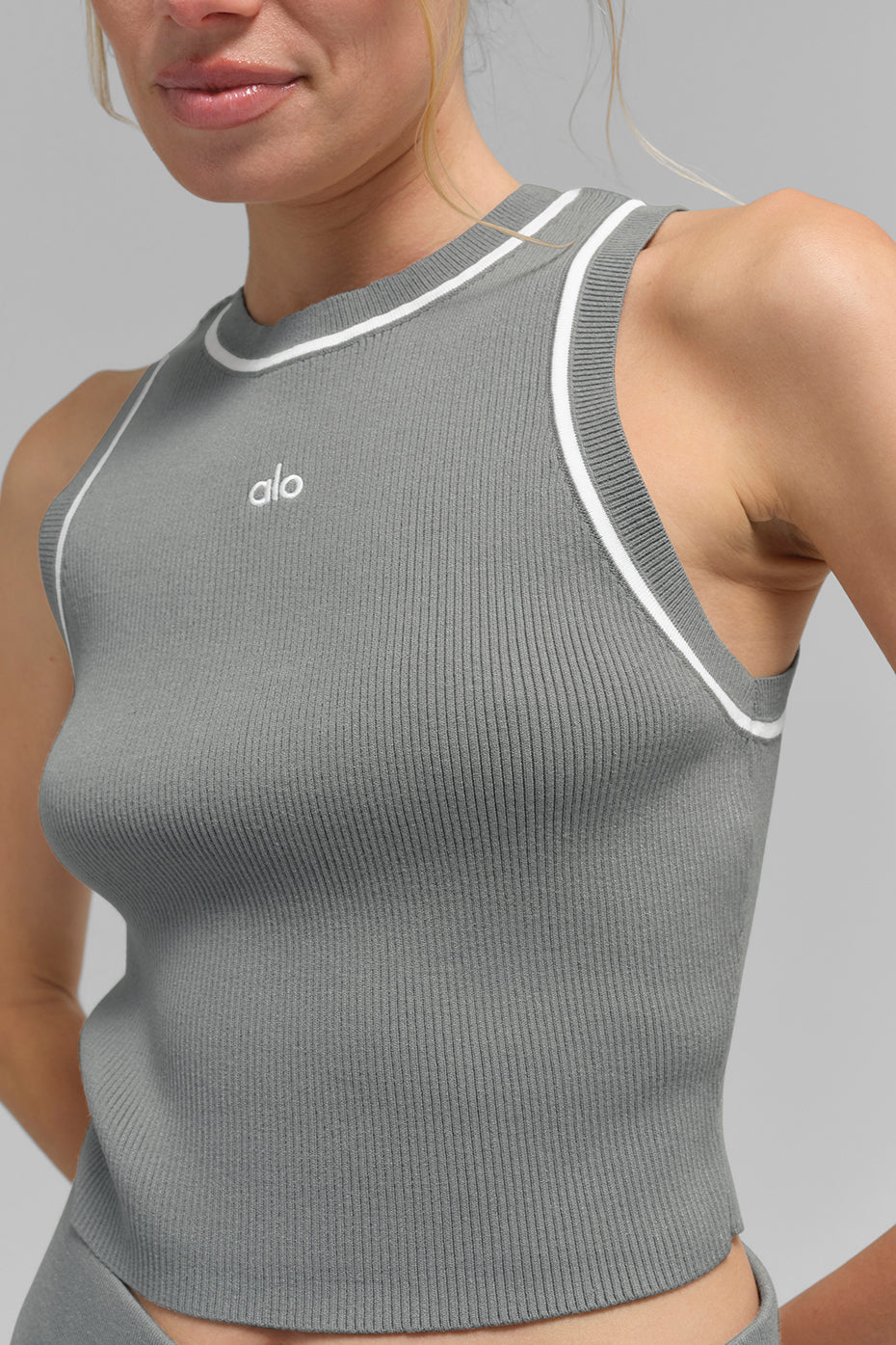 Ribbed Sweater Knit Highline Cropped Tank