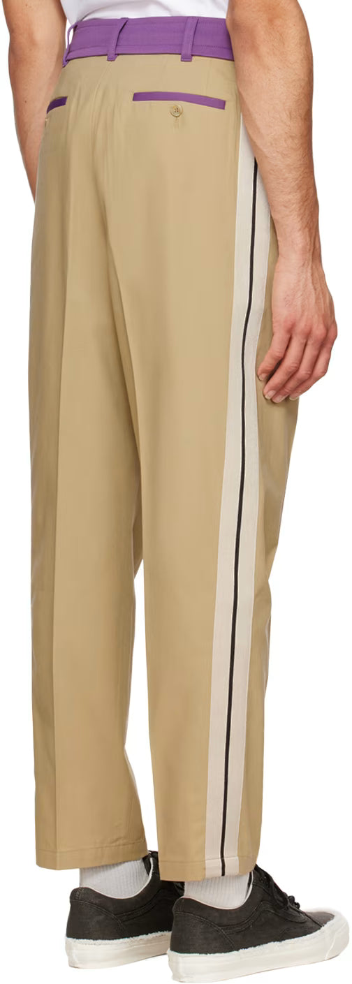 Tan & Purple Track Belt Trousers