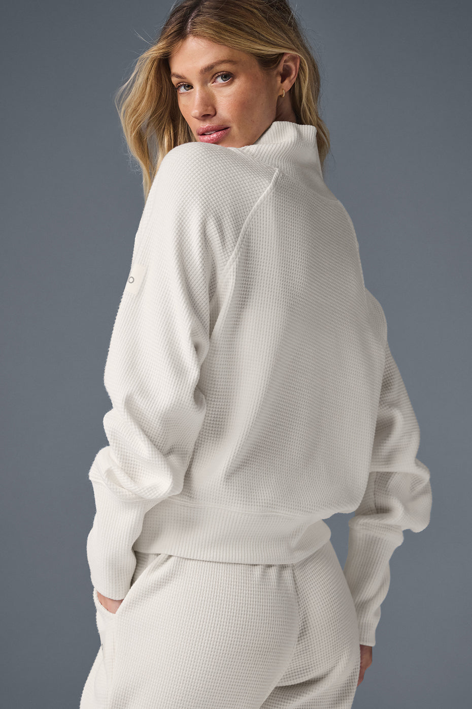 Waffle Weekend Escape Mock Neck Long Sleeve