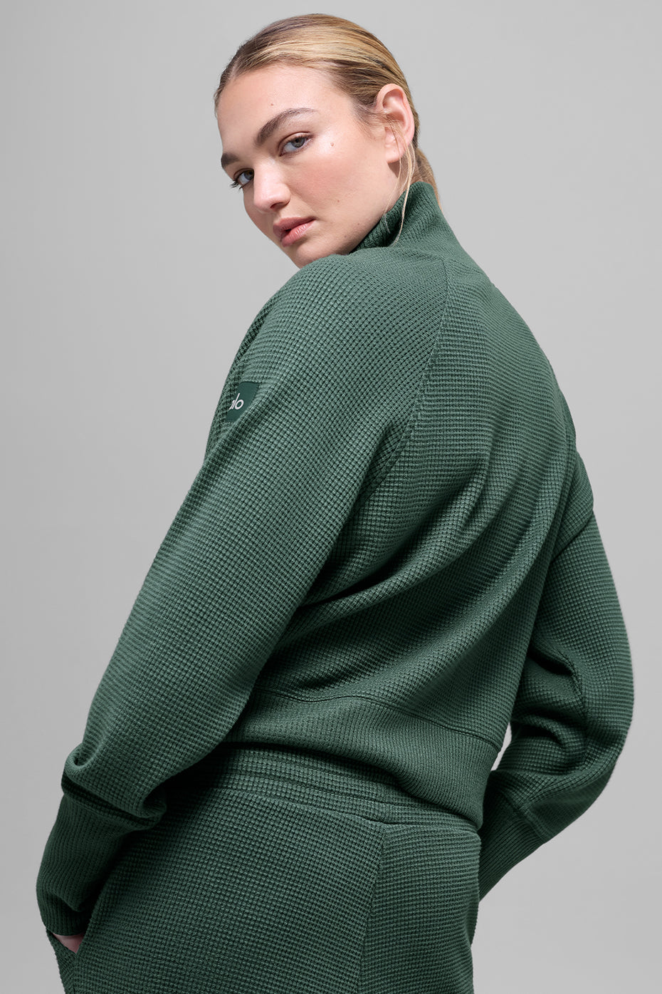Waffle Weekend Escape Mock Neck Long Sleeve