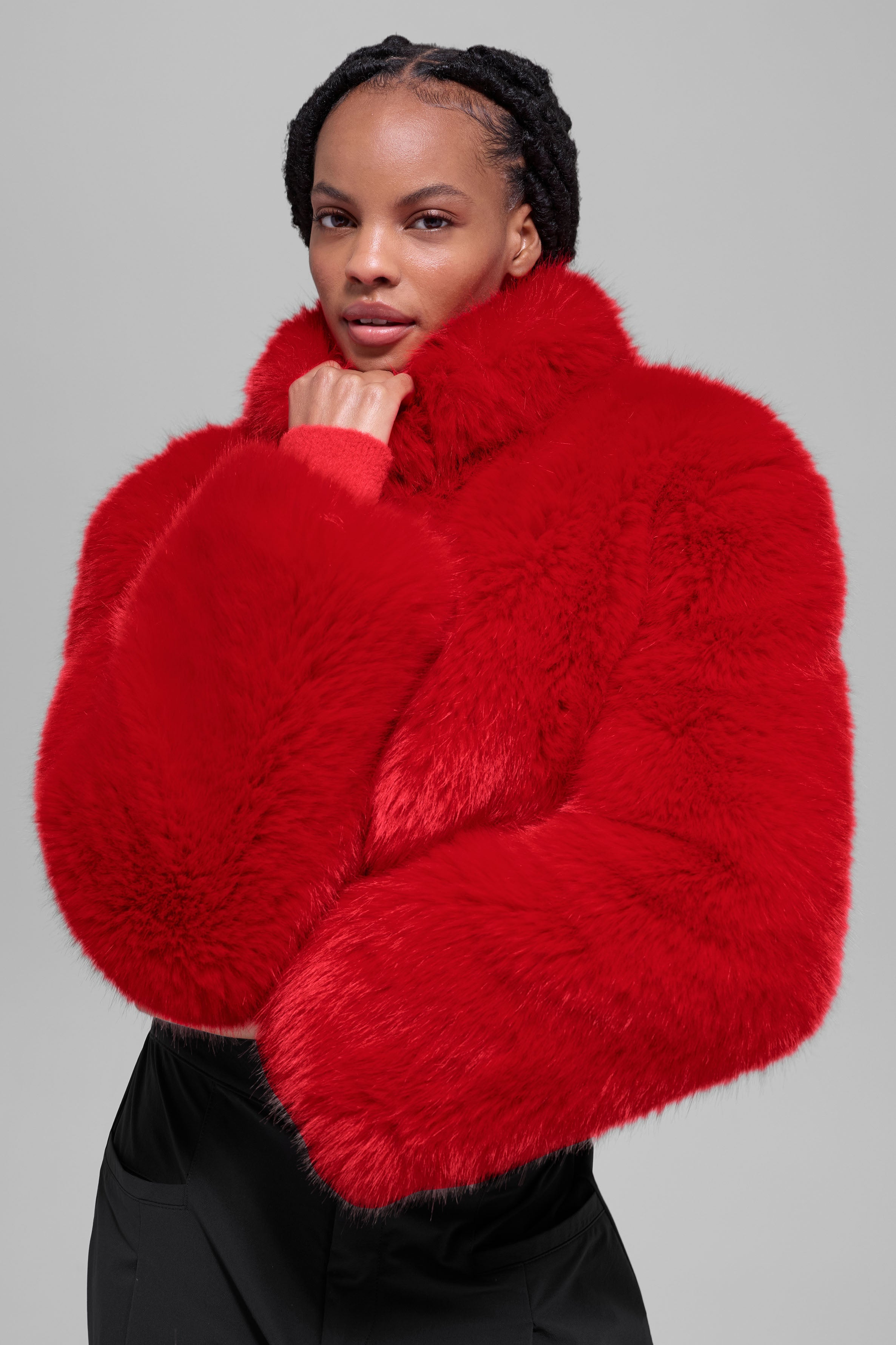 Opulent Faux Fur Cropped Jacket